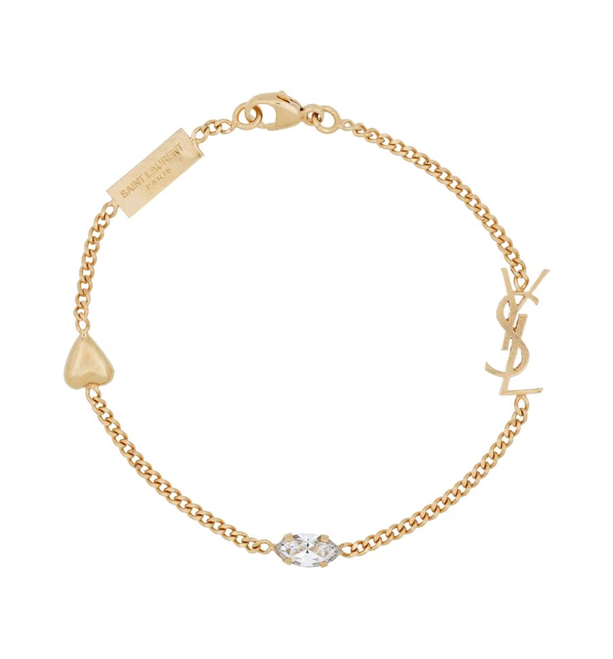 Cassandre Heart Charm Bracelet In Metal And Rhinestone