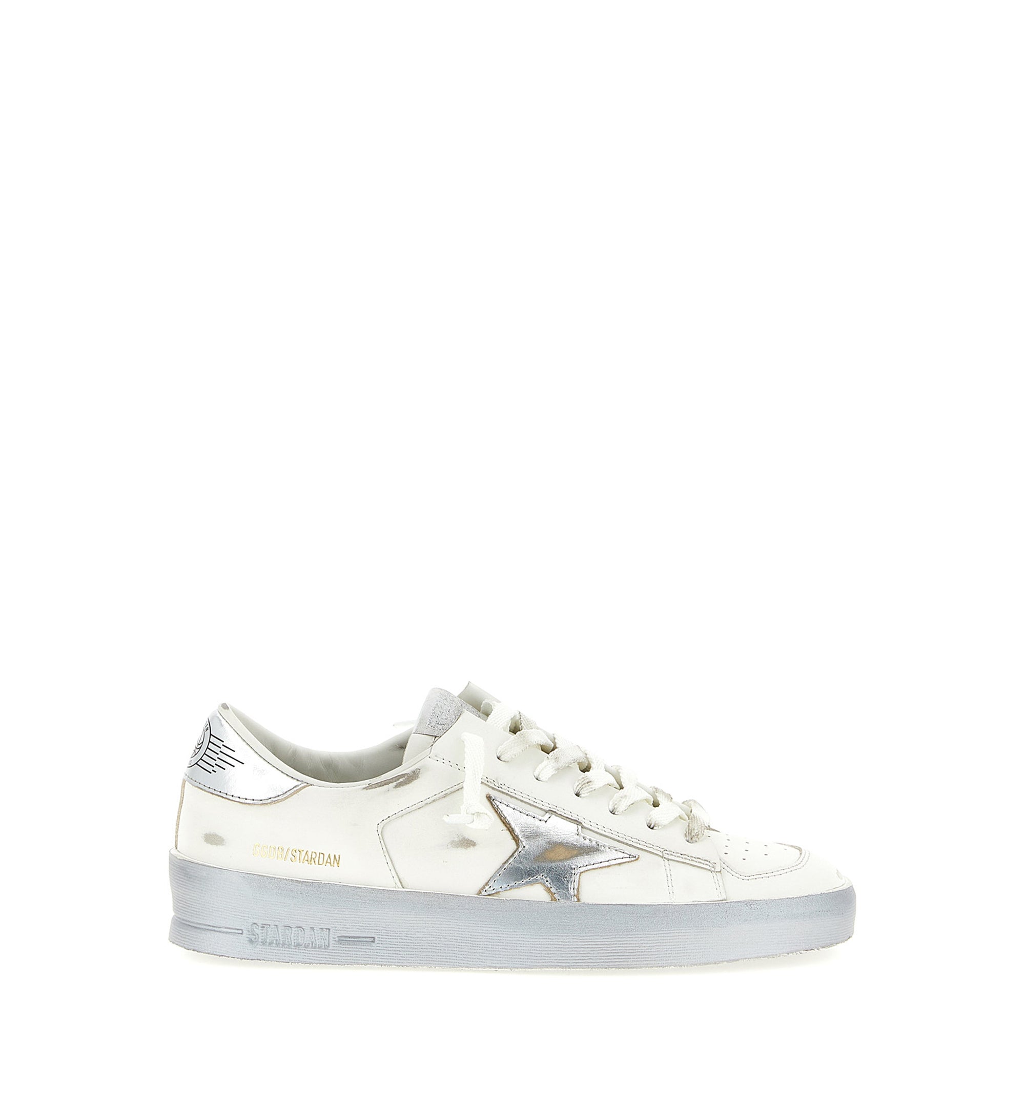 Stardan Sneakers With Silver Metallic Leather Star And Heel Tab
