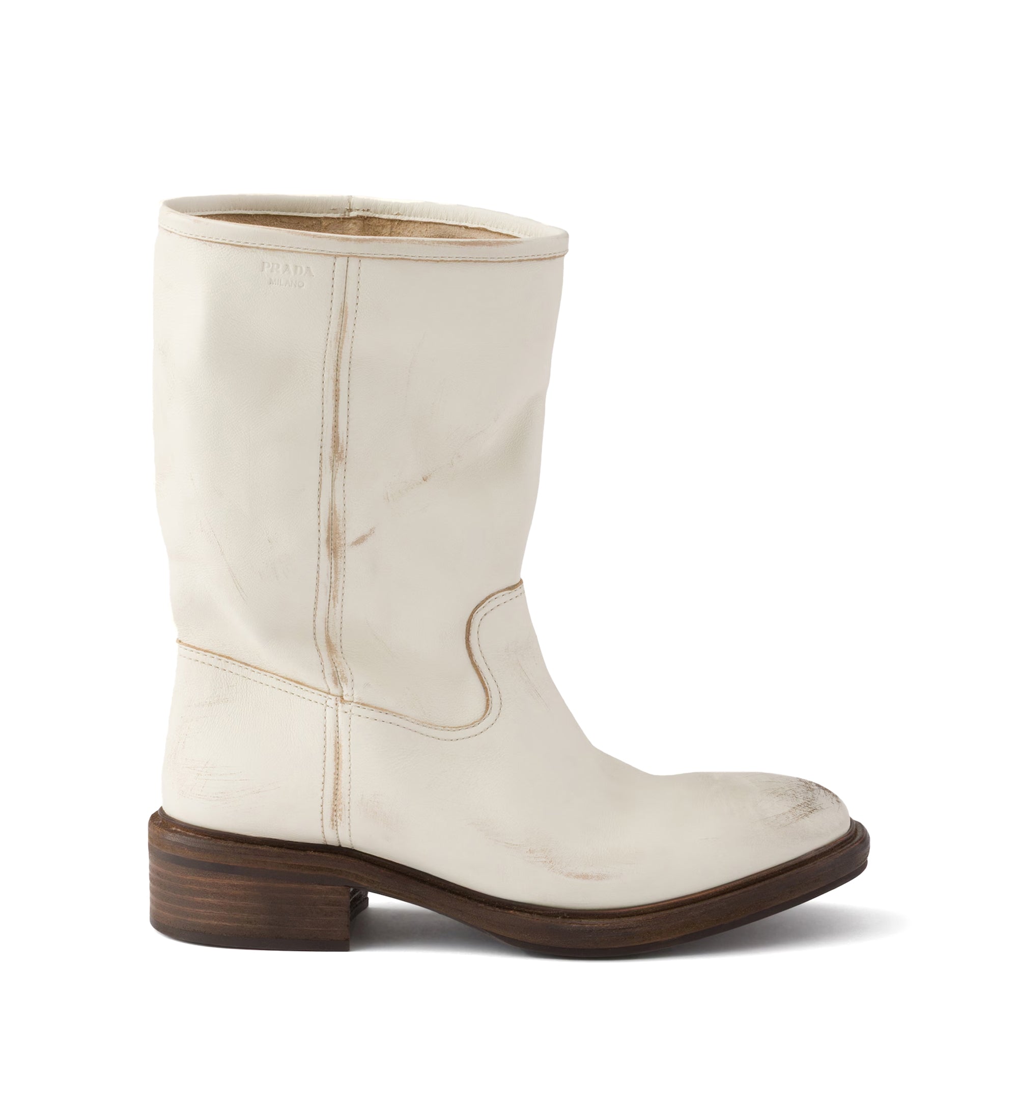 Vintage-Effect Leather Boots