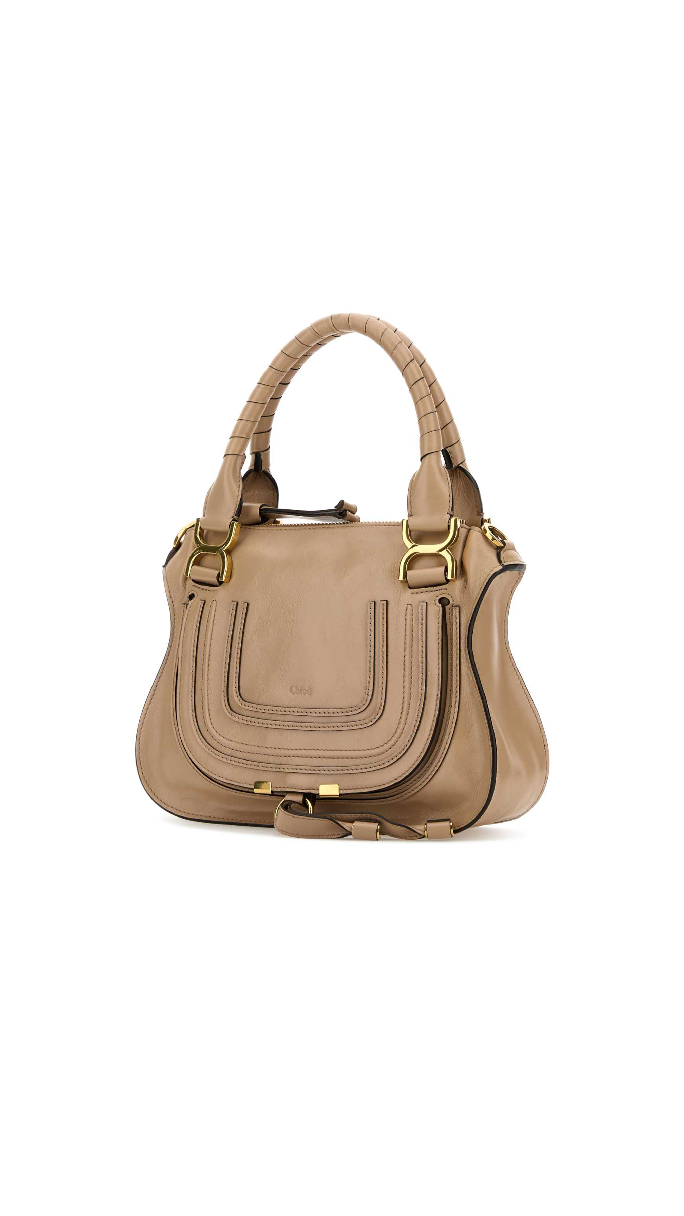 Small Marcie Bag in Shiny Leather - Deep Beige