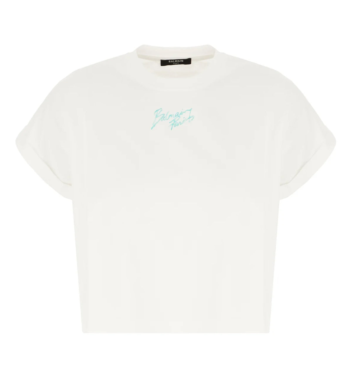 Cropped T-shirt with Balmain print