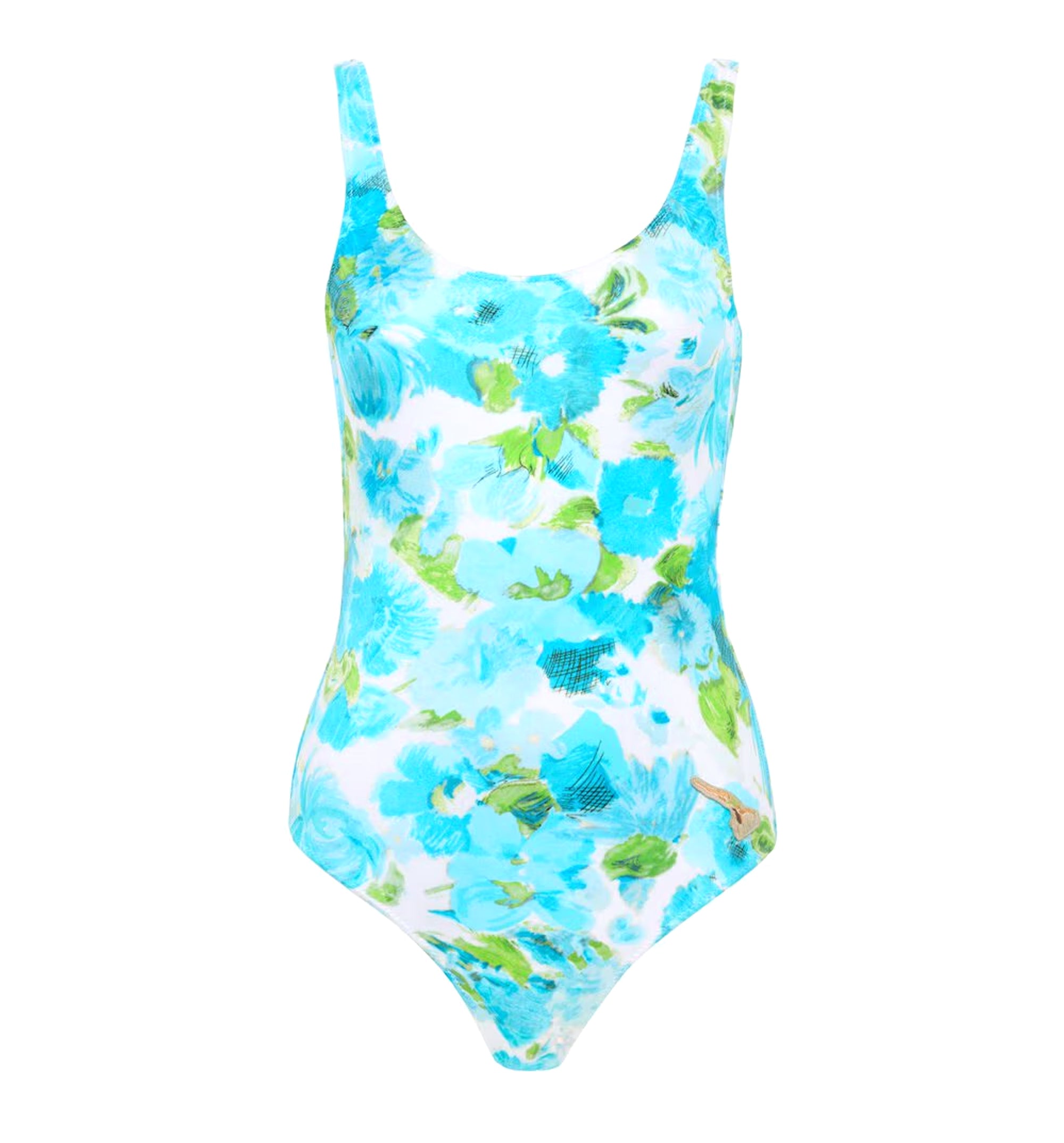 Aqua Flower-Print One-Piece Swimsuit