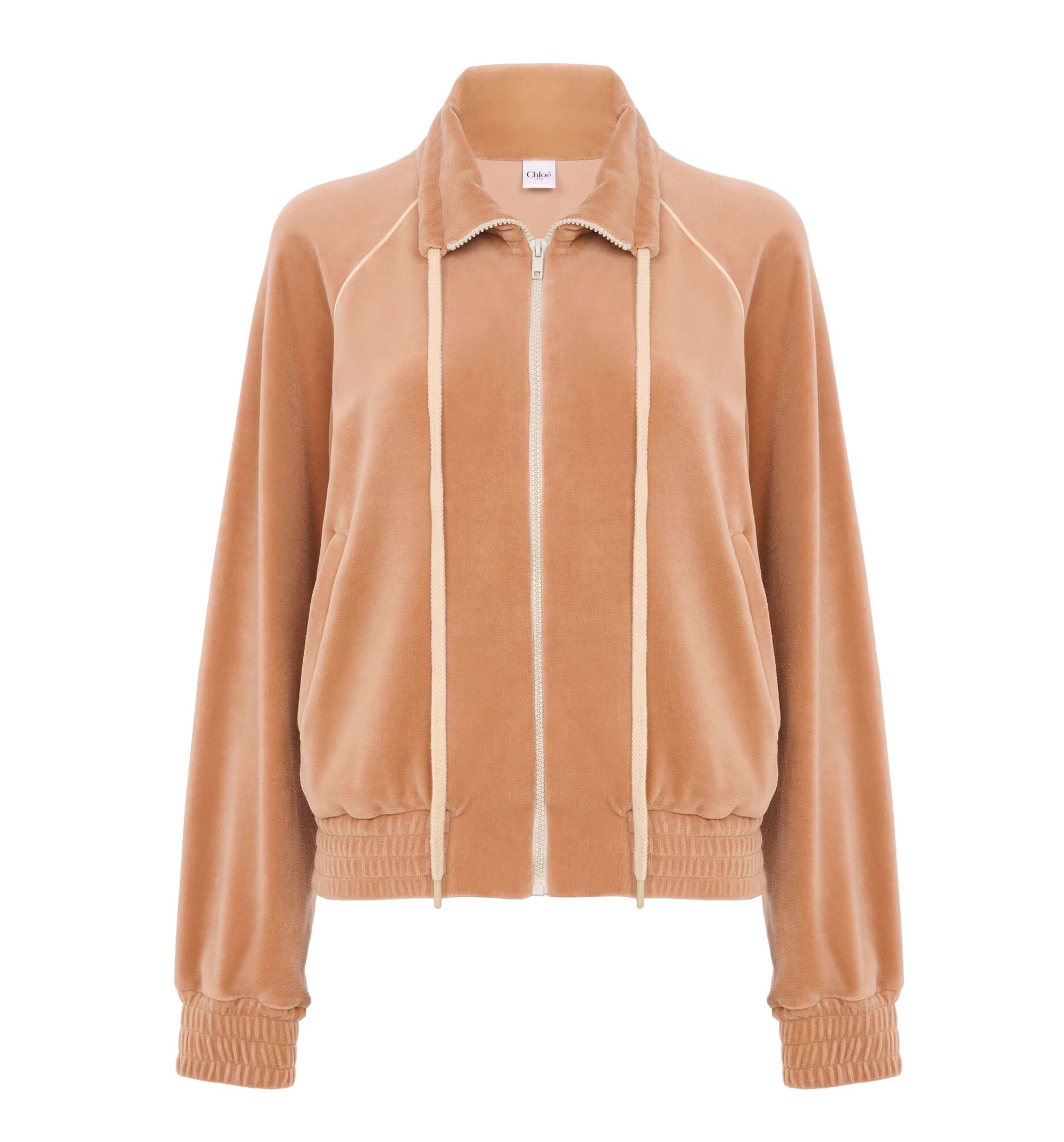 High-neck logo tracksuit jacket in velvet