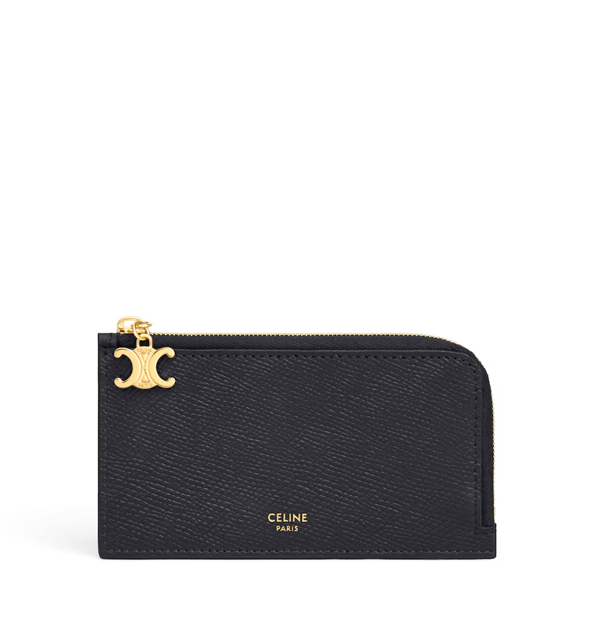 Long Zipped Card Holder In Grained Calfskin