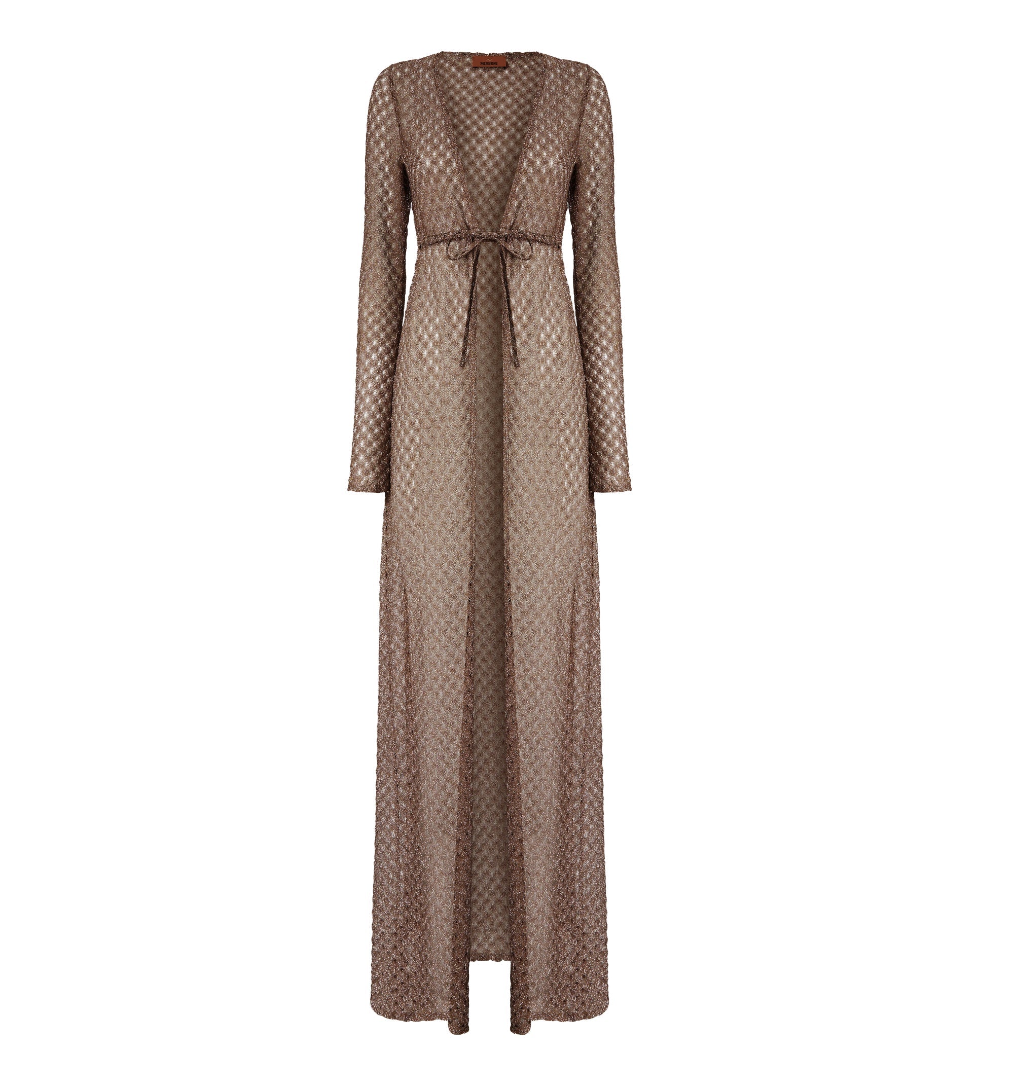 Long Cardigan In Lamé Viscose With Spiderweb Motif