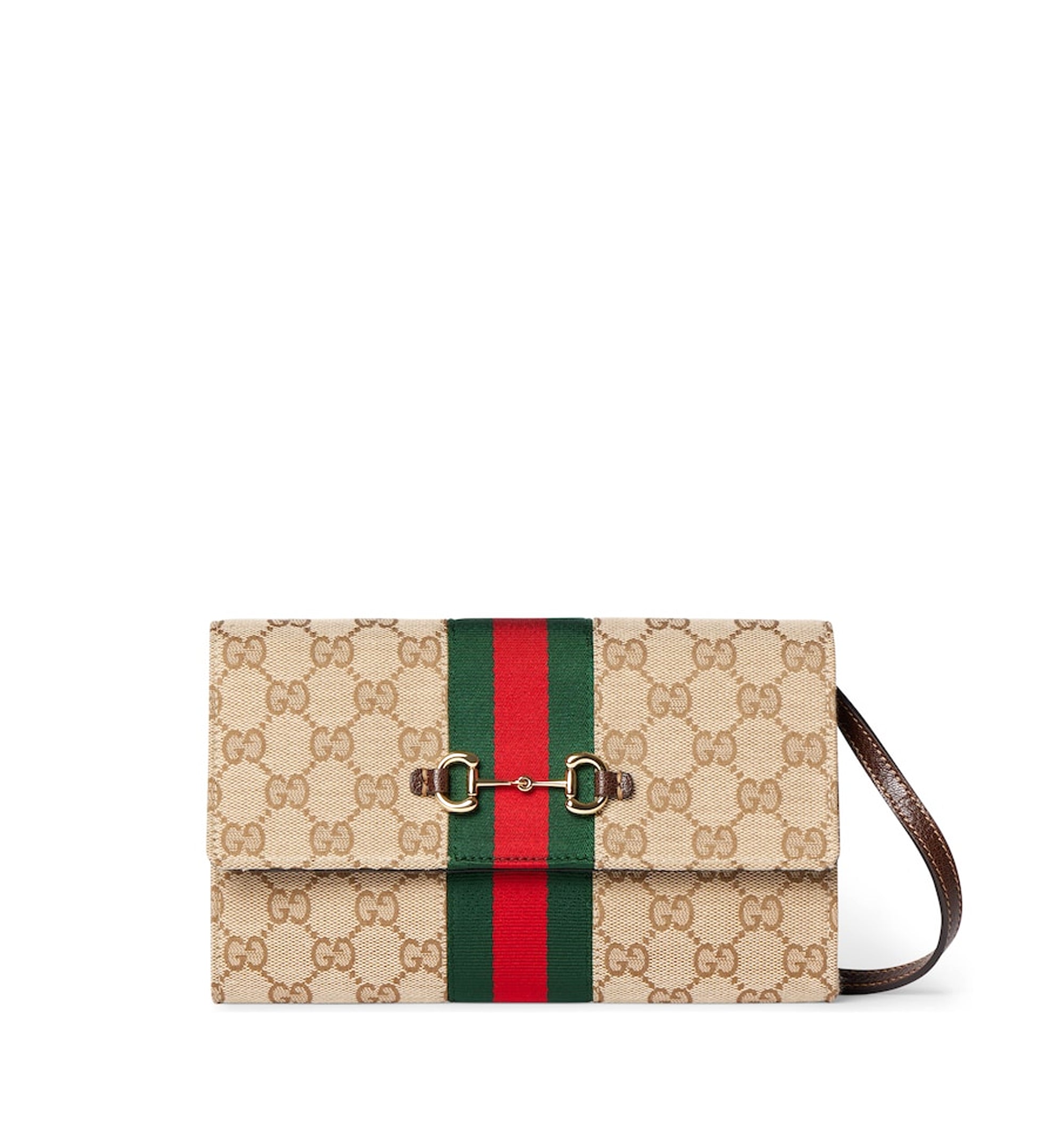 Gucci Horsebit Web Wallet With Strap
