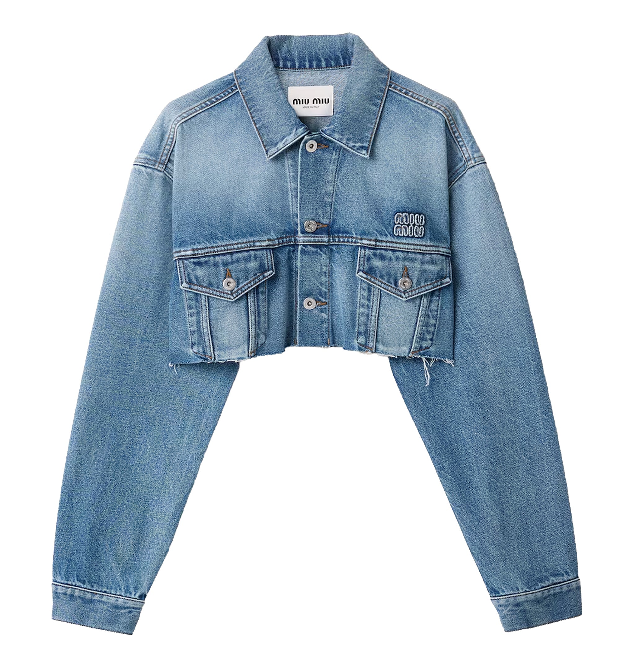 Cropped Washed Denim Jacket