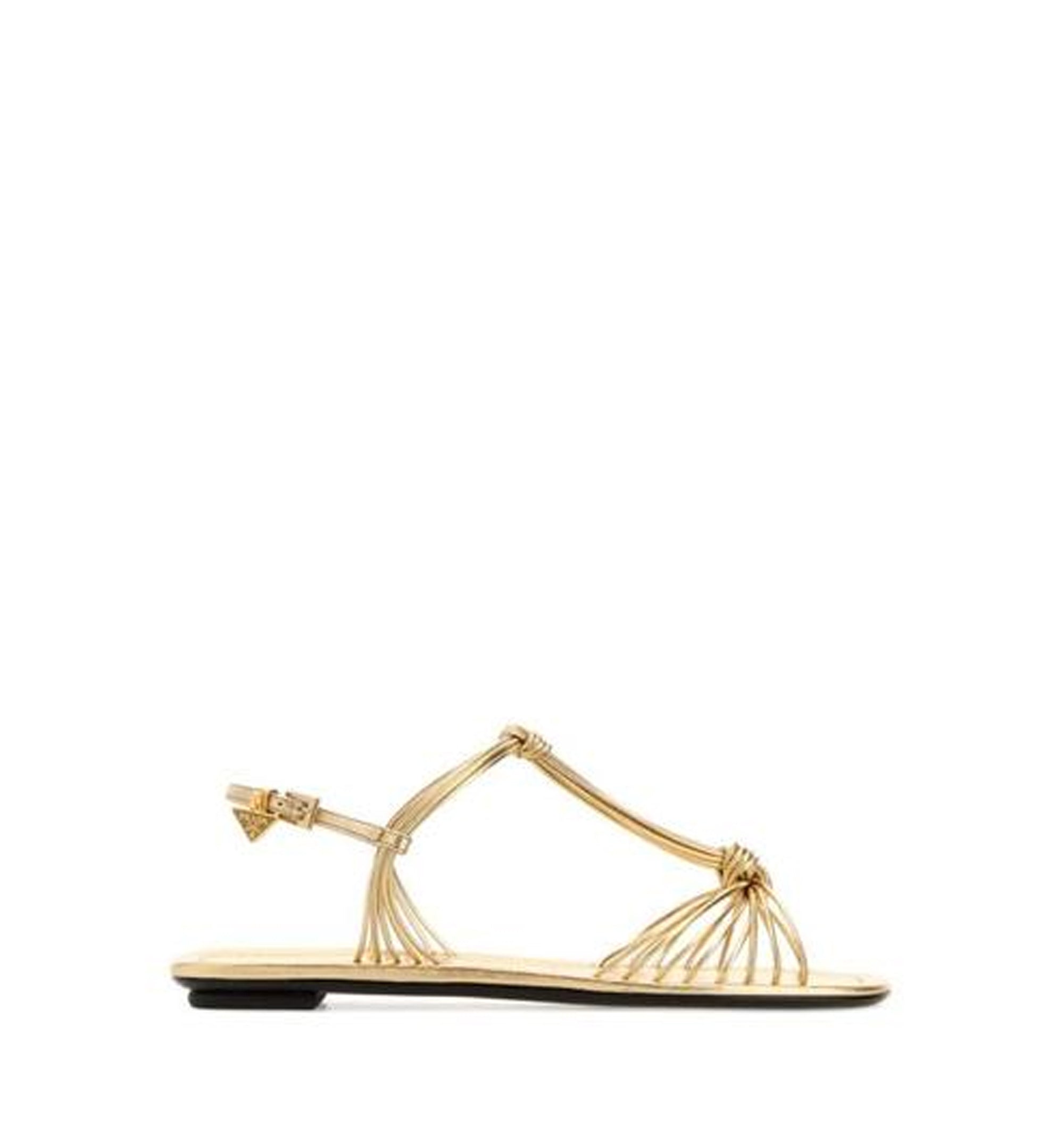 Gold Leather Flat Sandals