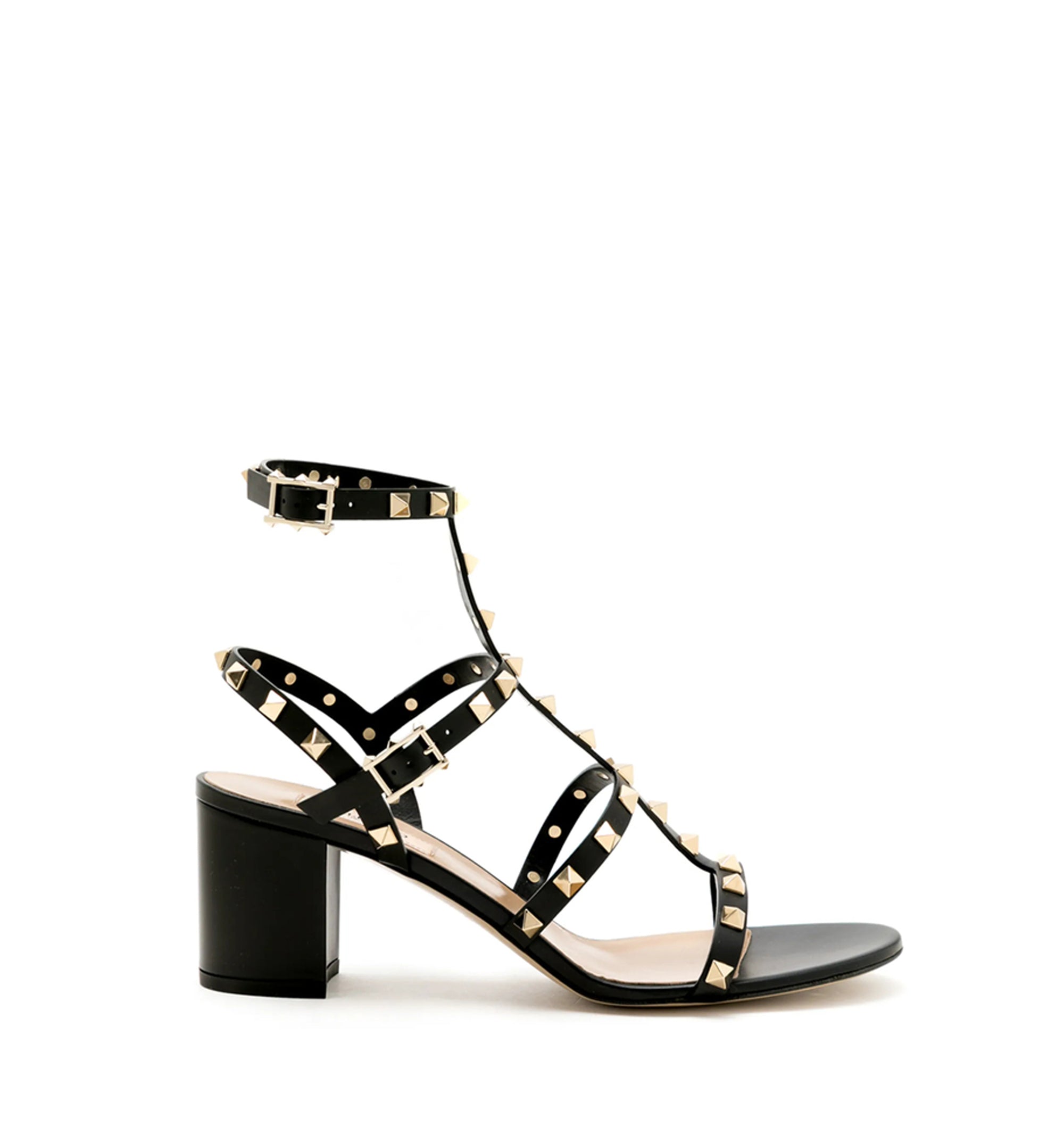 Rockstud Calfskin Ankle Strap Sandal 60 Mm