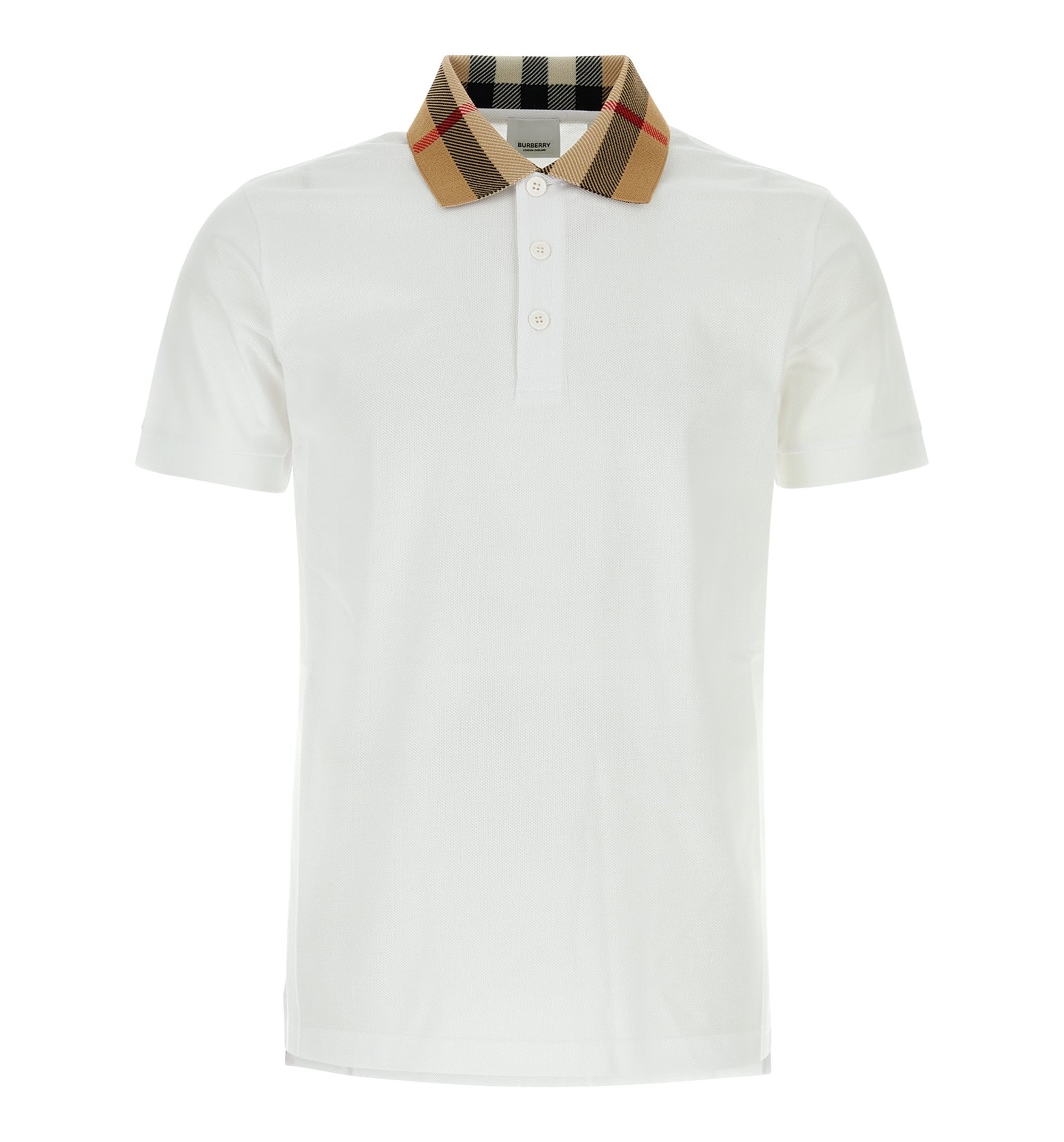 Check Collar Cotton Polo Shirt