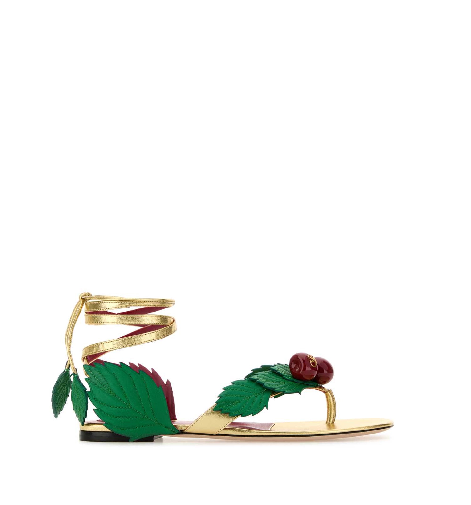 Cherryfic Thong Sandal In Laminated Nappa And Kidskin