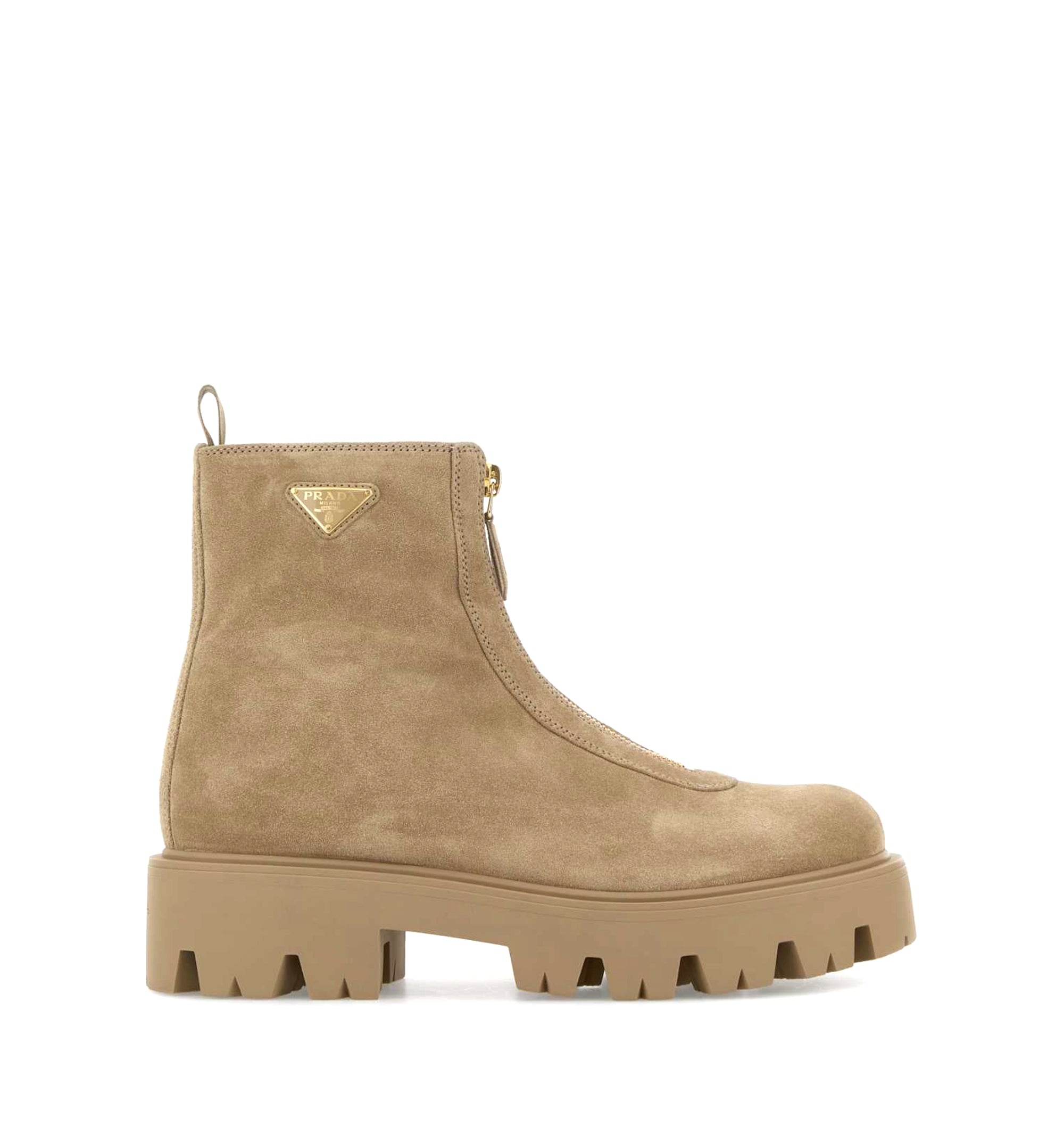 Sand suede ankle boots