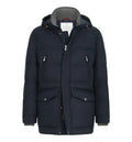 Bonded wool flannel down parka with detachable hood