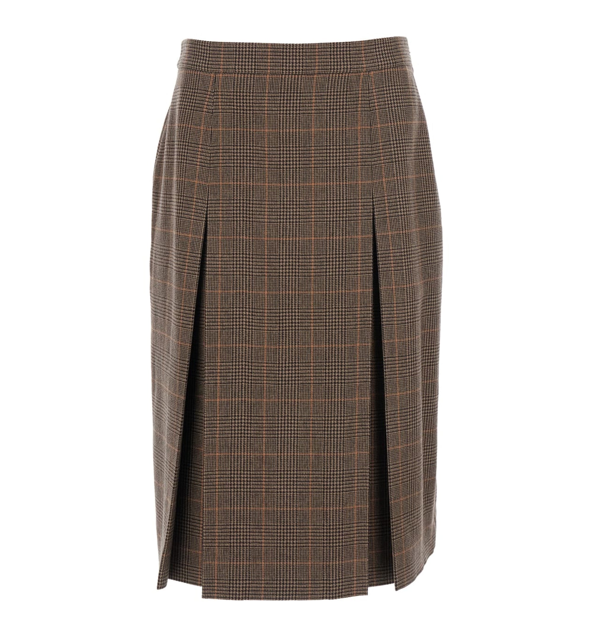 Midi Skirt In Prince Of Wales Wool And Cashmere
