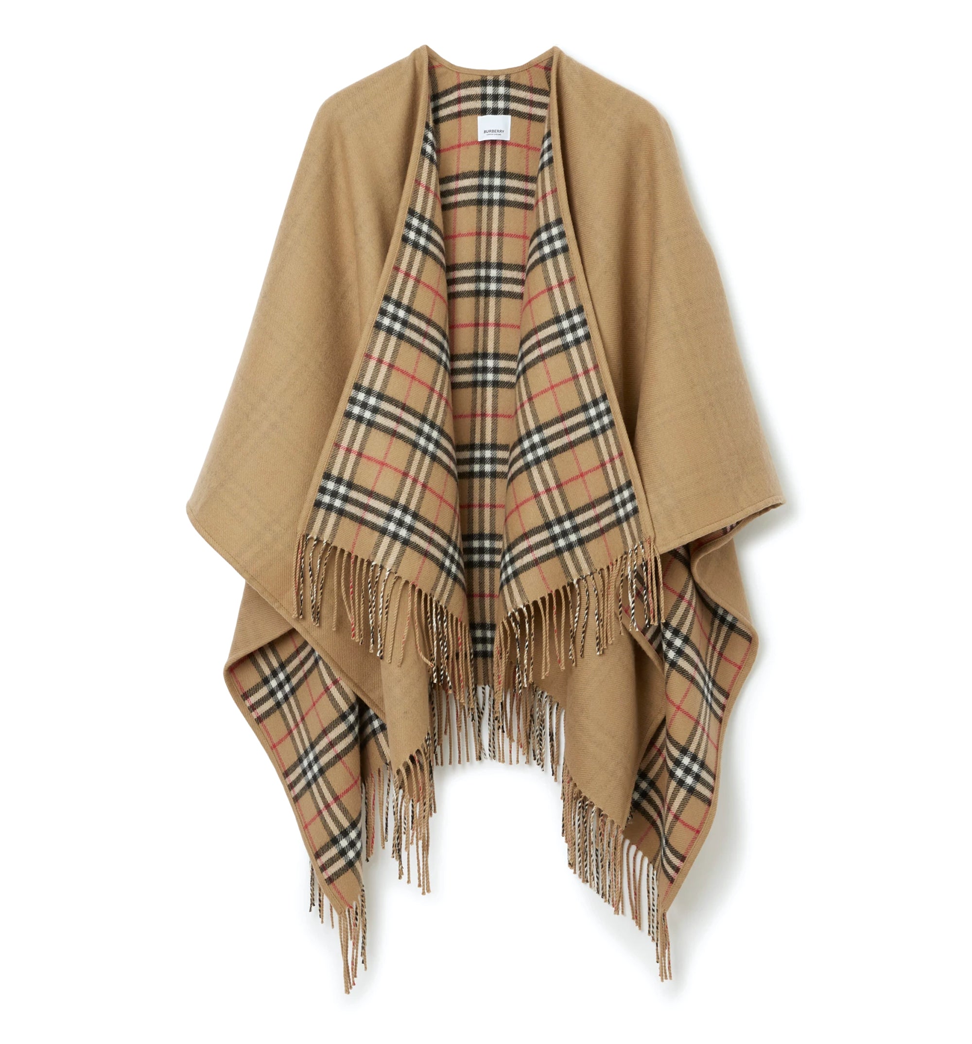 Reversible Check Wool Cape