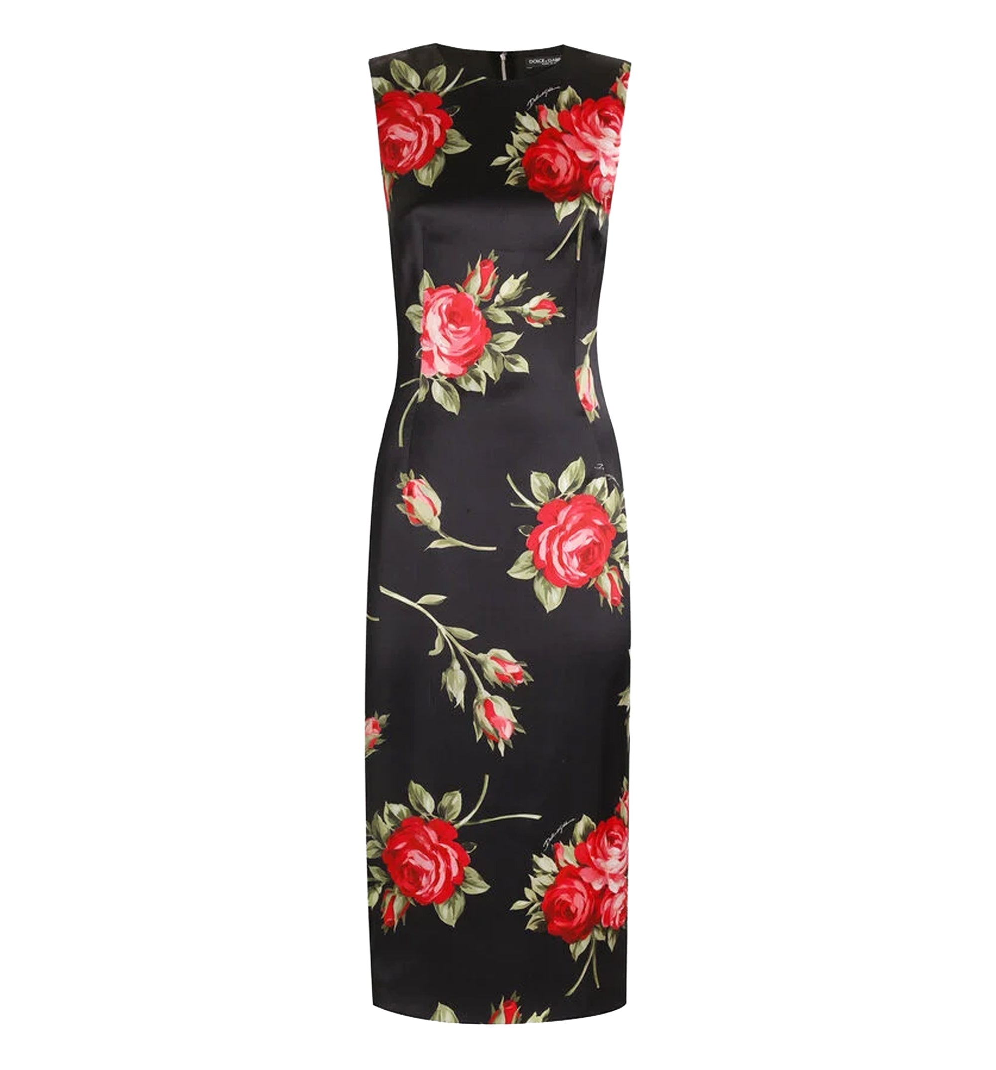Rose Bouquet Print Satin Dress