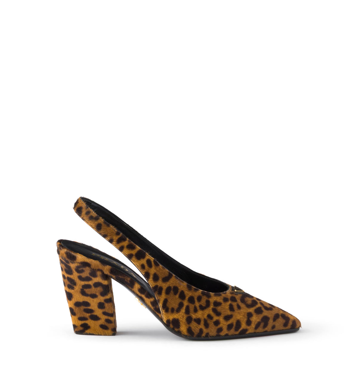 Printed leather slingback pumps