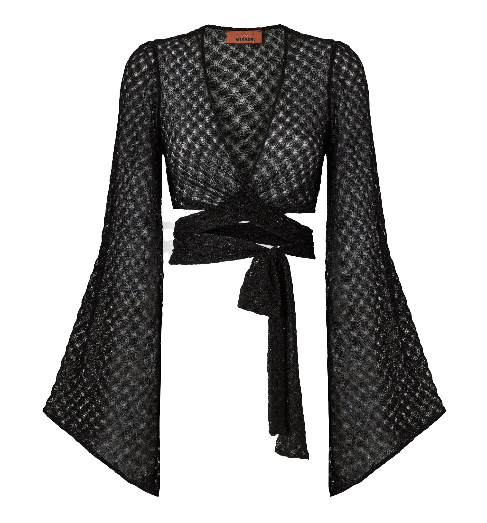 Wrap Top in Lamé Viscose With Raschel Workmanship