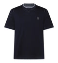 Cotton jersey crew neck T-shirt with logo and faux-layering