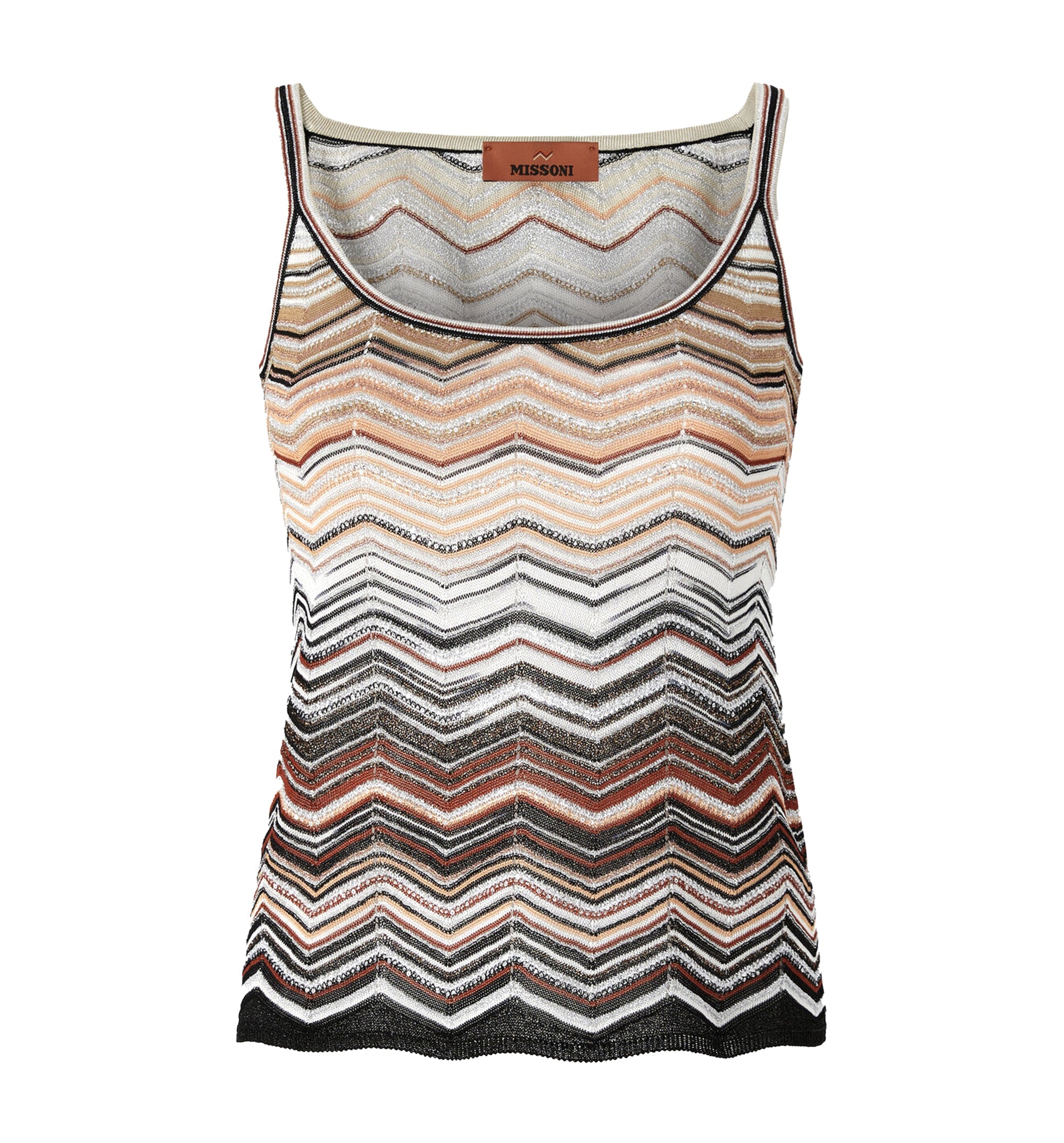 Chevron Lamé Viscose Sleeveless Crewneck Top with Sequins