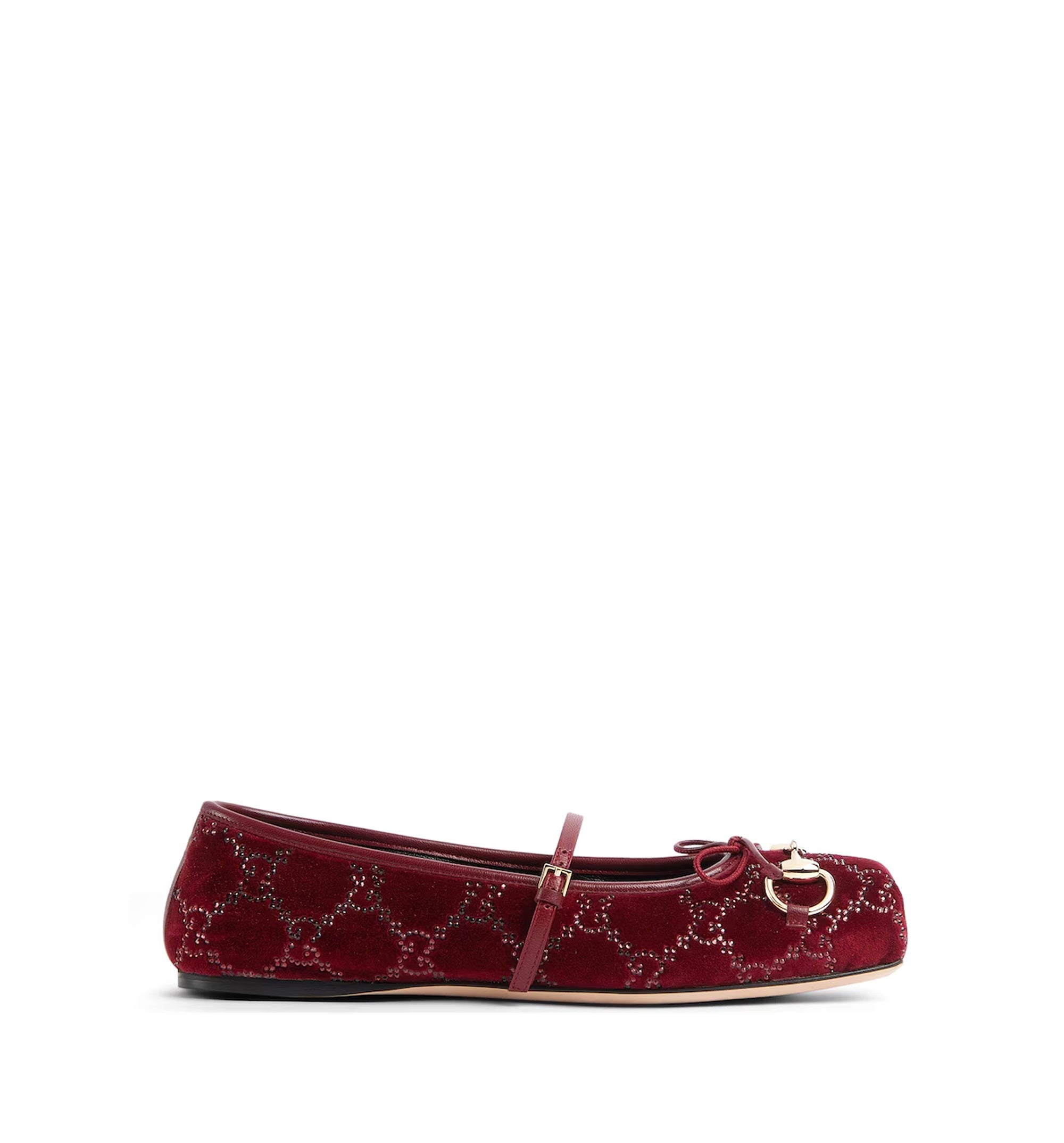 GG Crystal Velvet Ballerinas