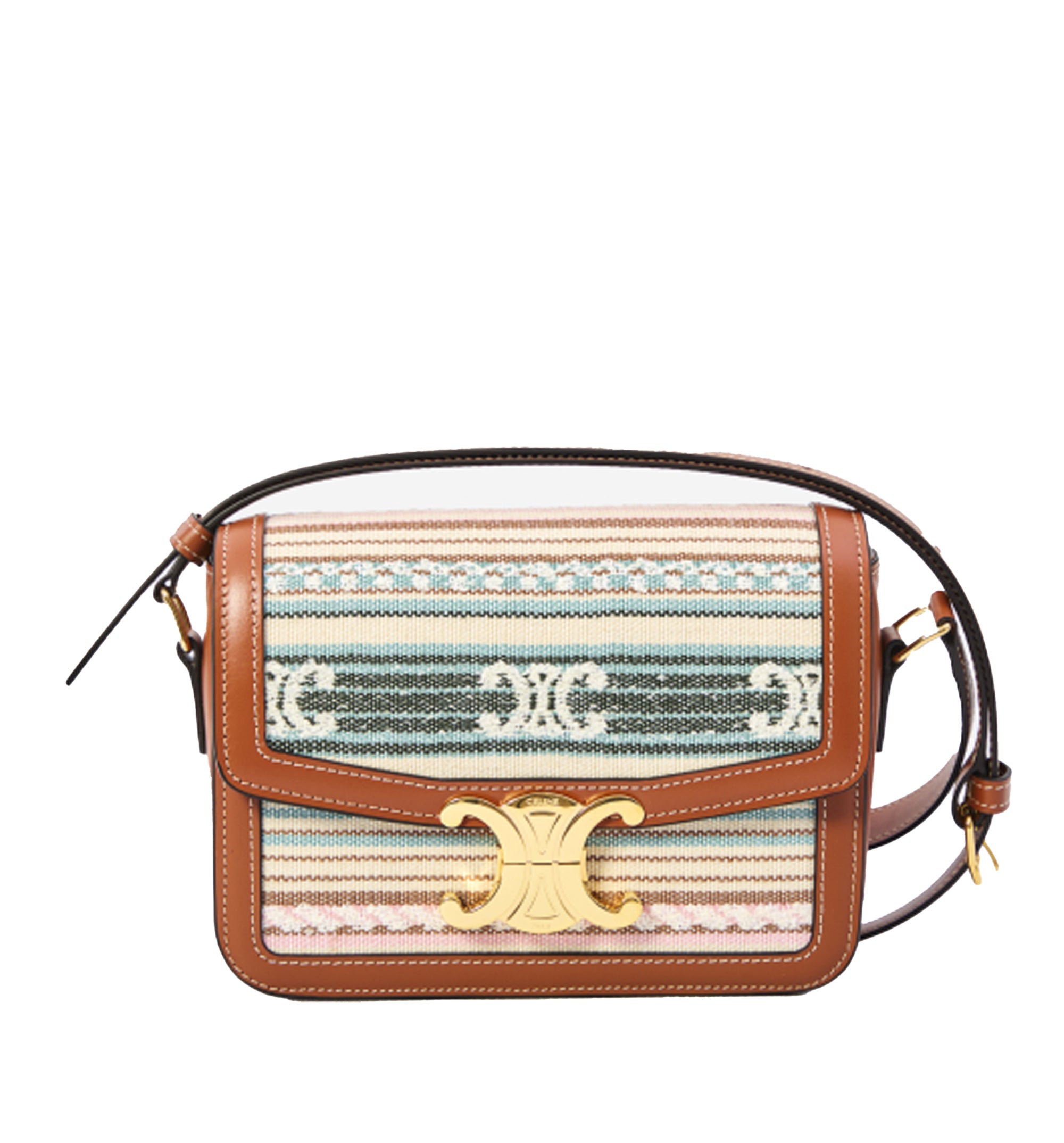 Teen Triomphe Bag in Striped Textile and Calfskin