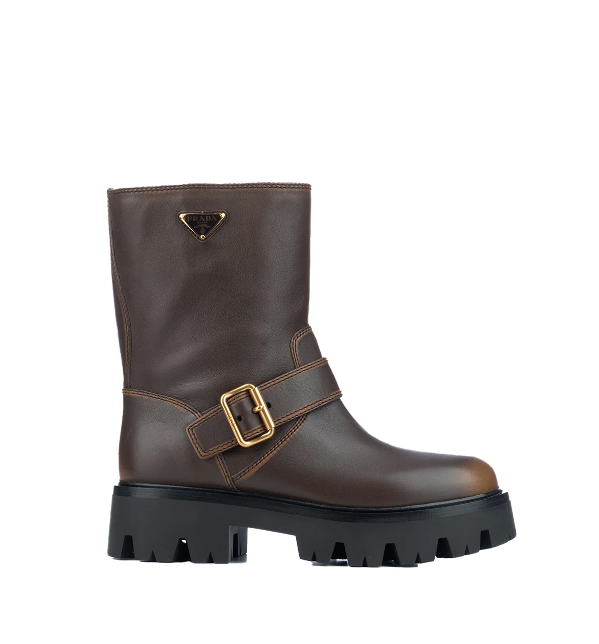 Logo Plaque Buckled Boots