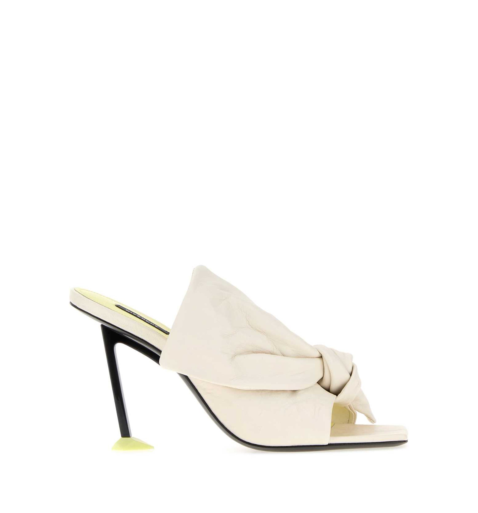 Boudoir heeled mules in nappa leather with bow