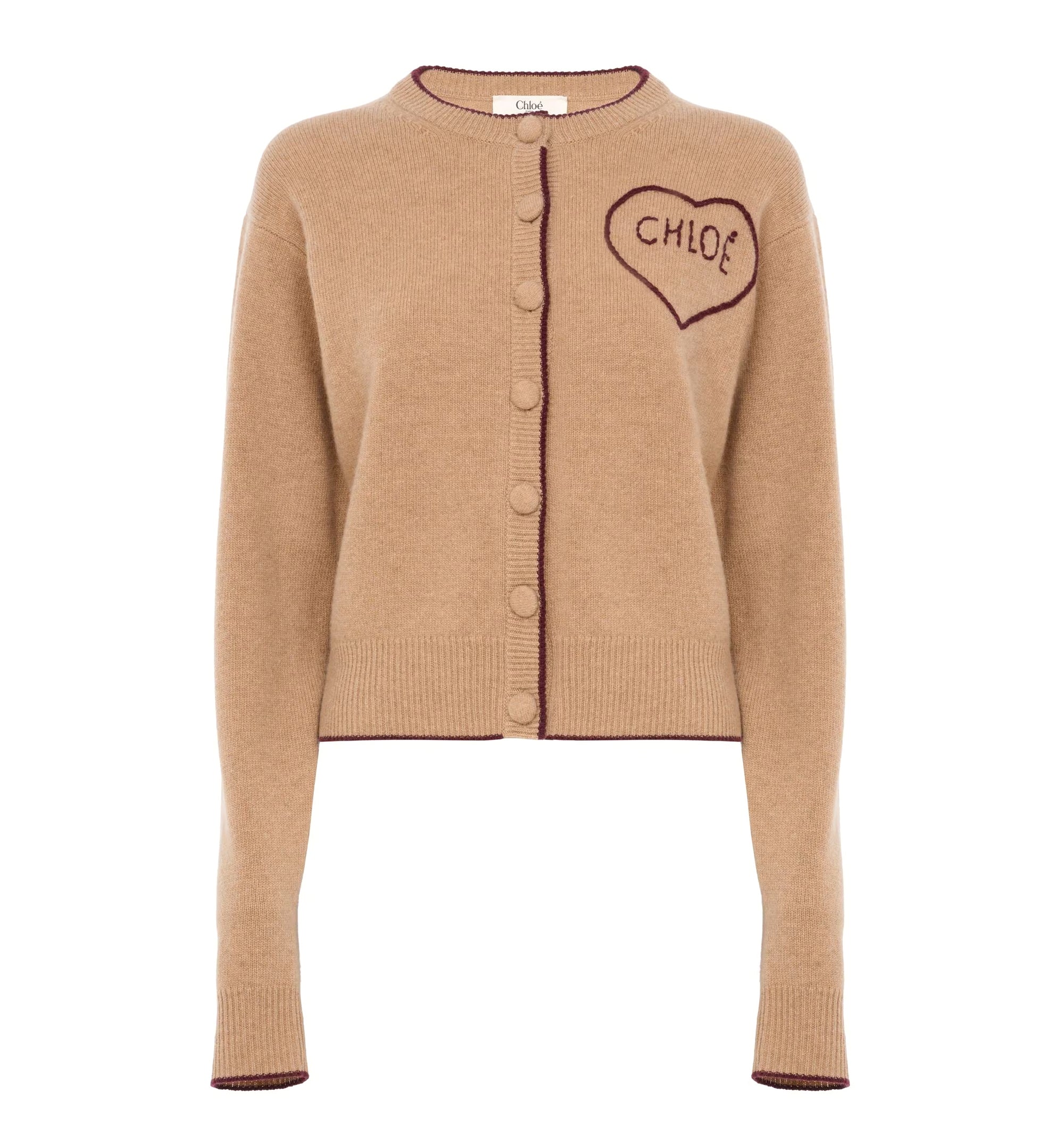 Fitted logo cardigan in a wool & cashmere knit