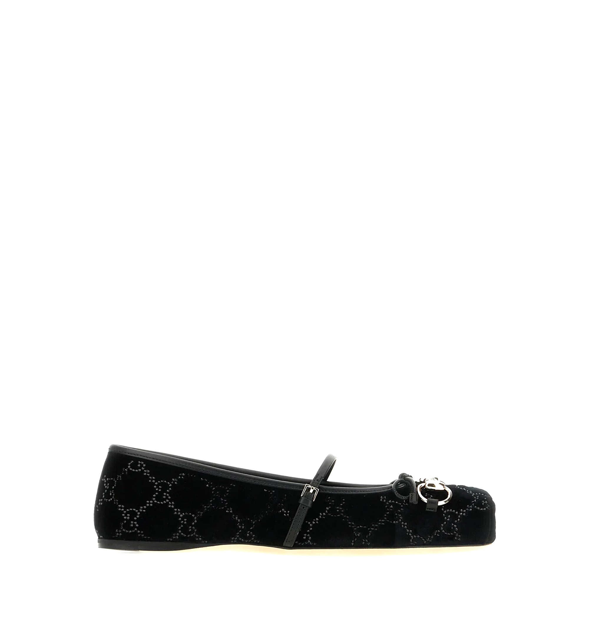 GG crystal velvet ballerinas