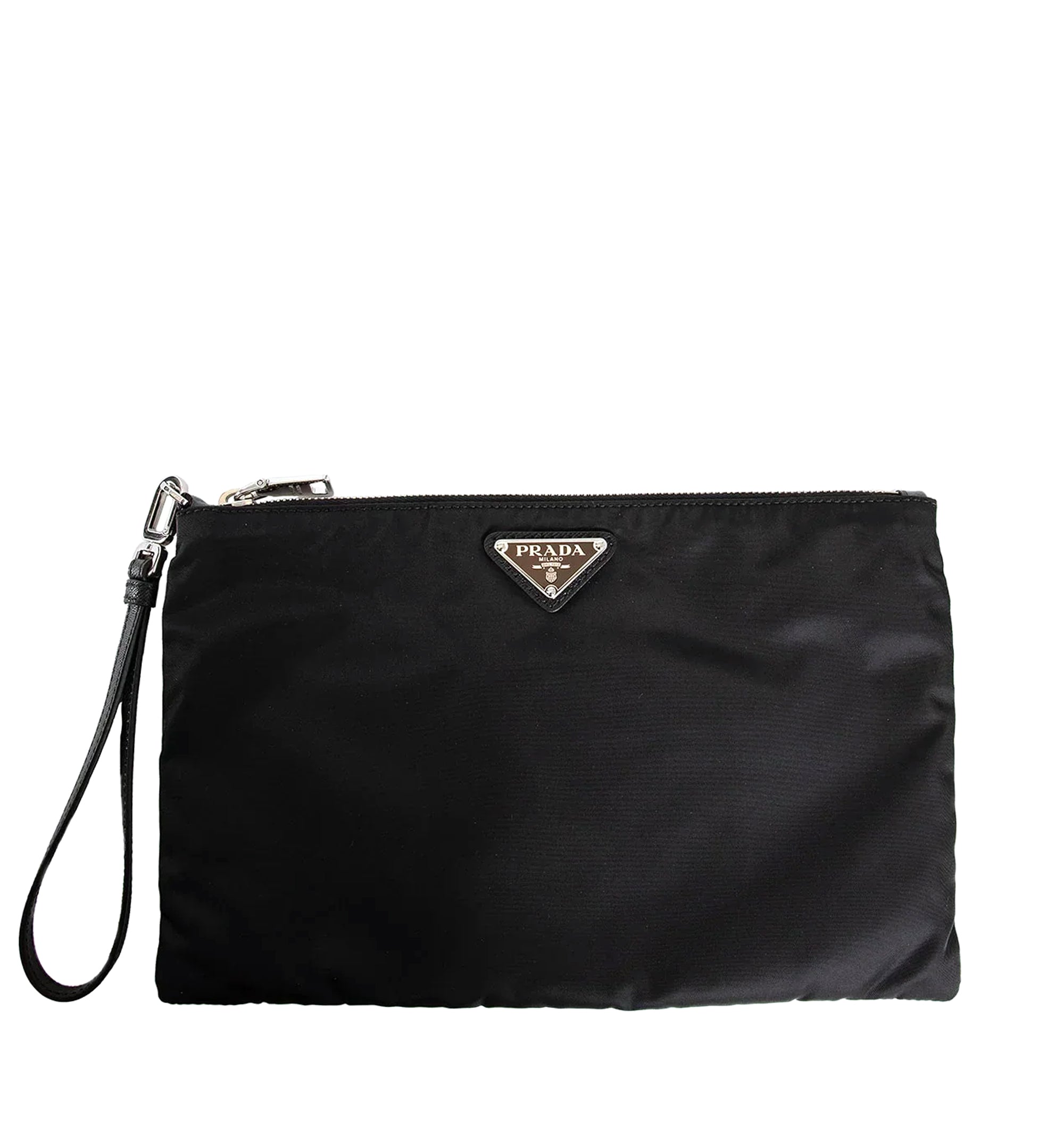 Re-Nylon And Saffiano Leather Pouch