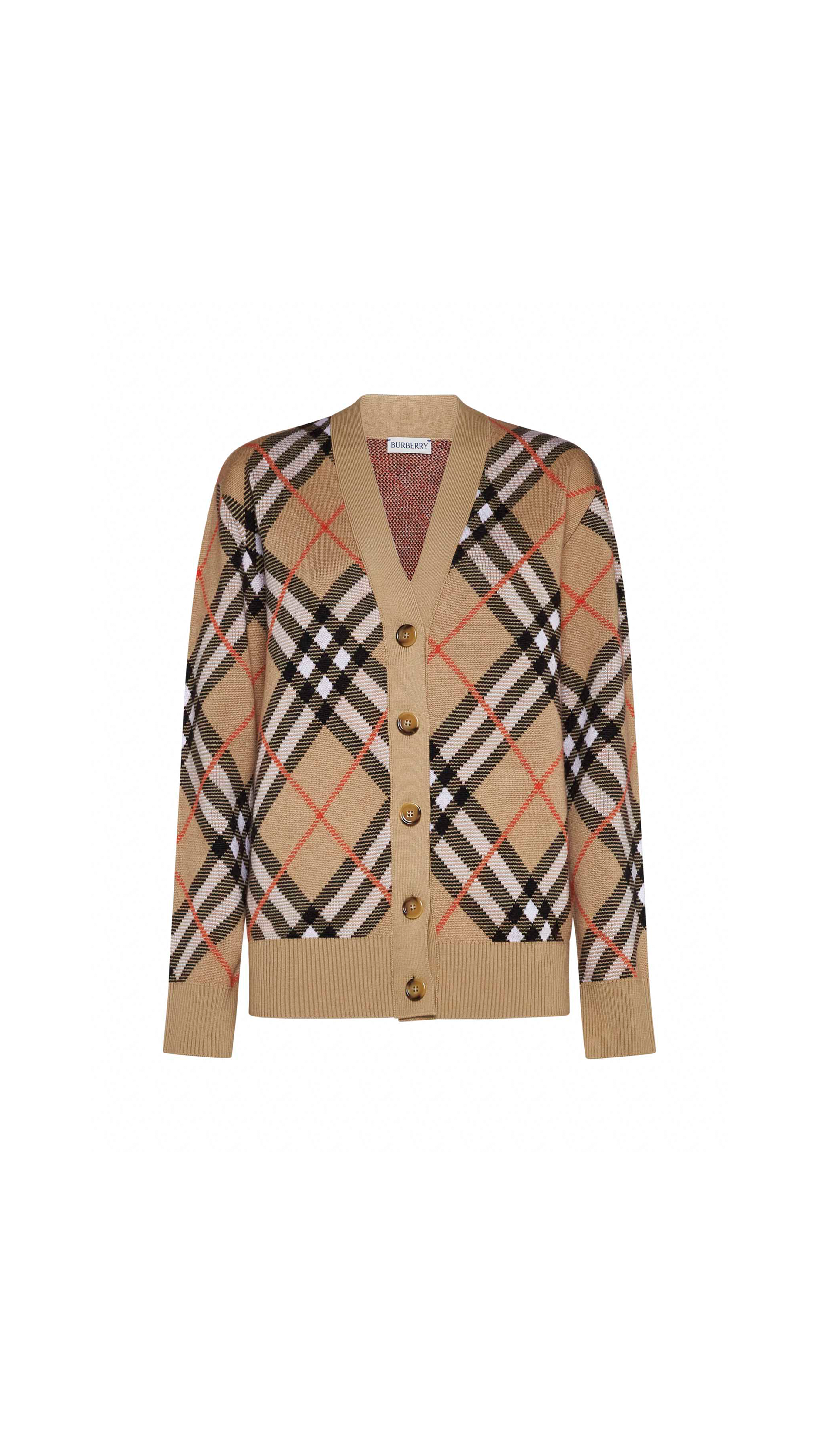 Check Wool Cardigan - Archive Beige