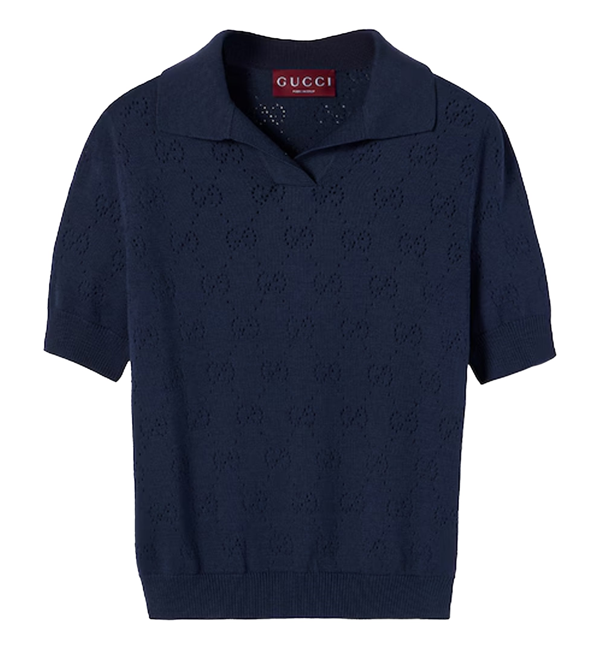 GG Pointelle Cotton Silk Polo Shirt