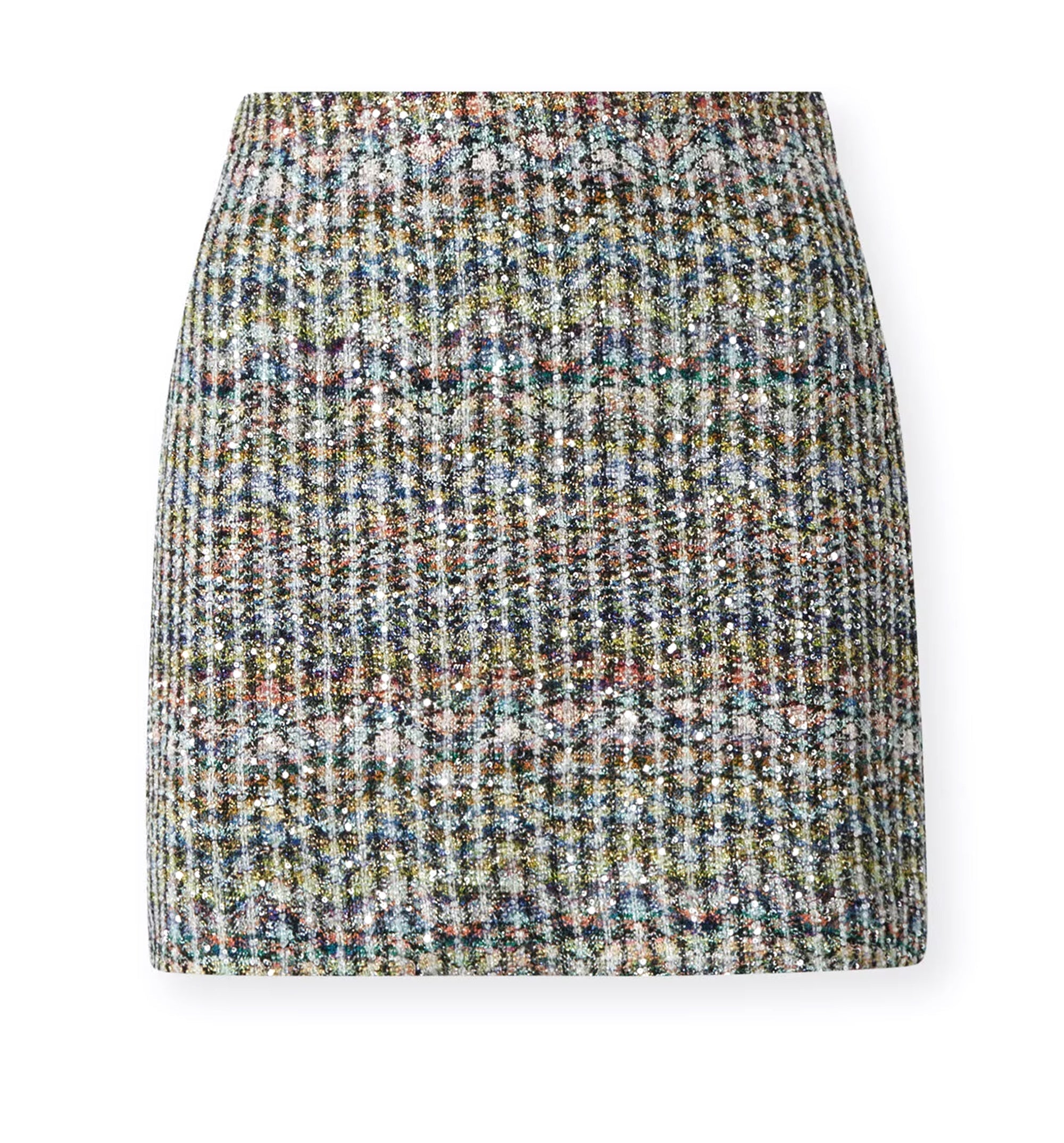 Chevron viscose-blend mini skirt with sequins