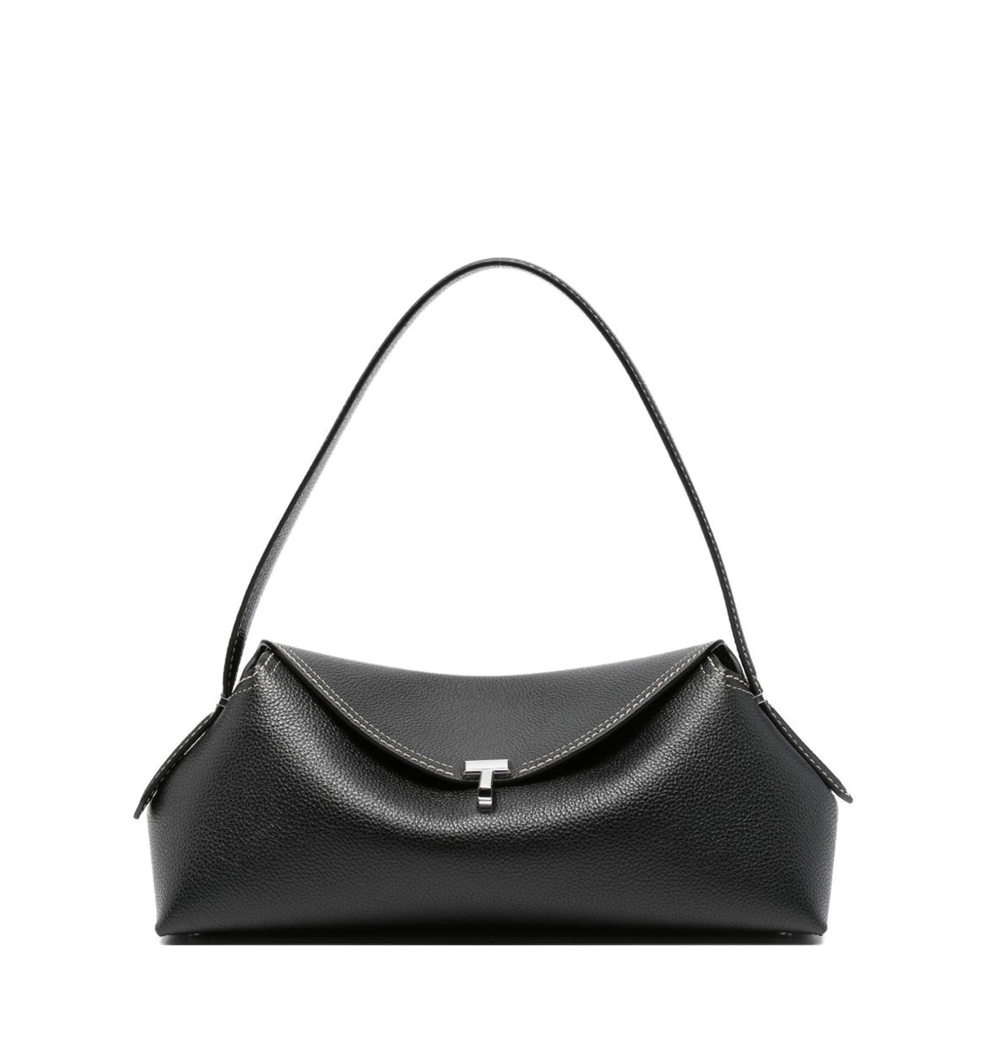 T-Lock Hammered Leather Shoulder Bag