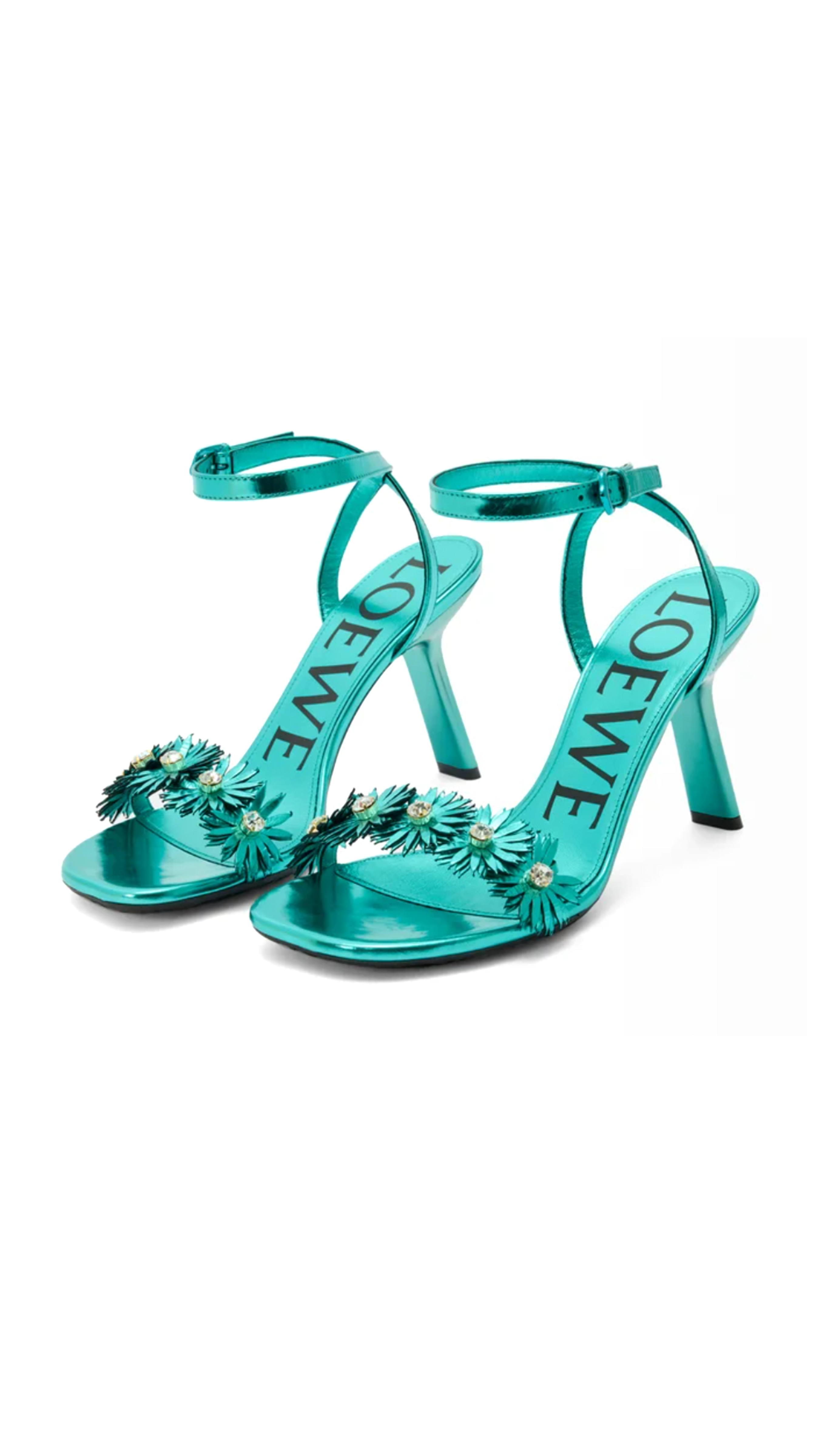 Petal Flower Sandal in Calfskin and Crystals