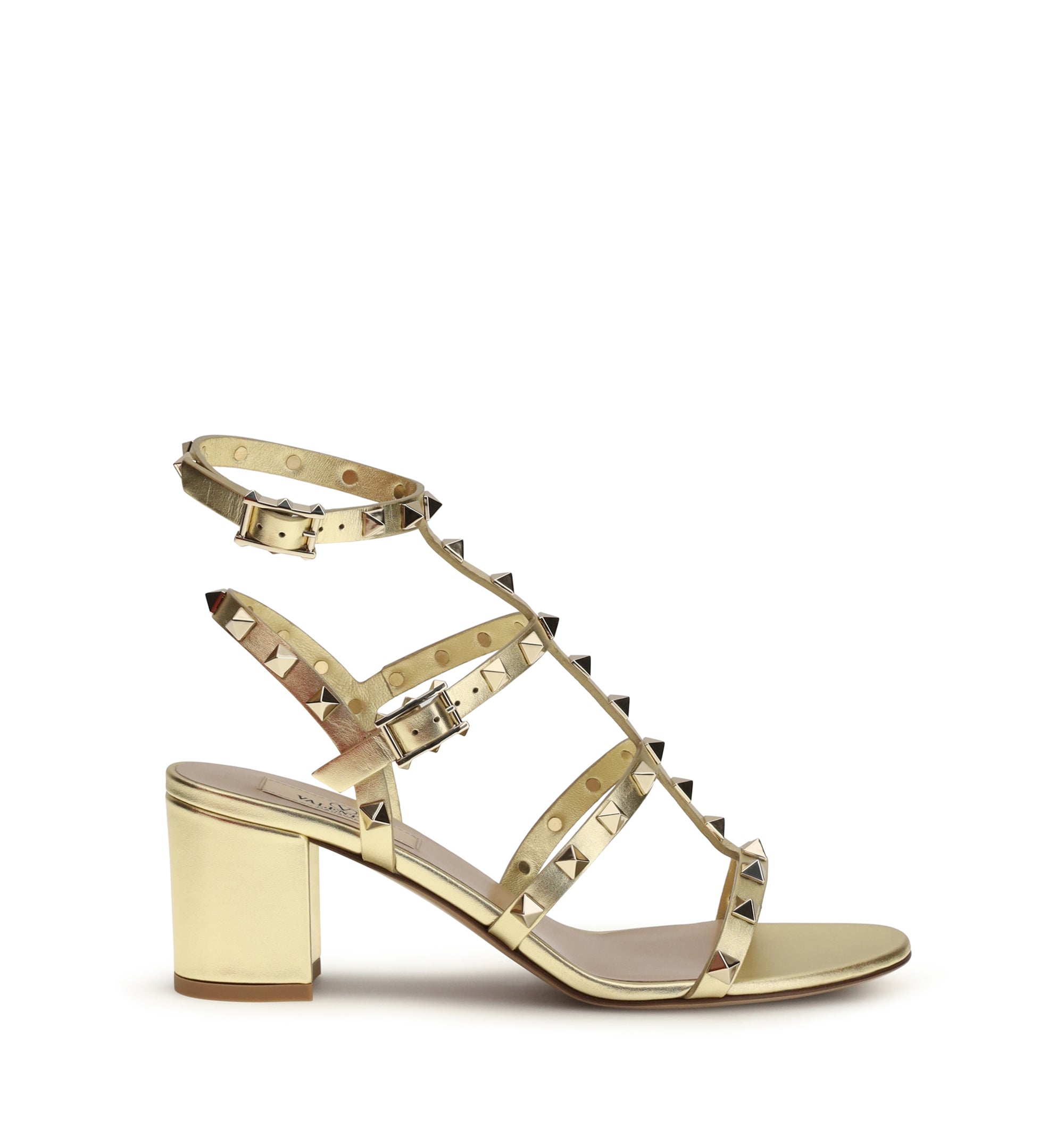 Rockstud 60 Sandals In Laminated Calf Leather