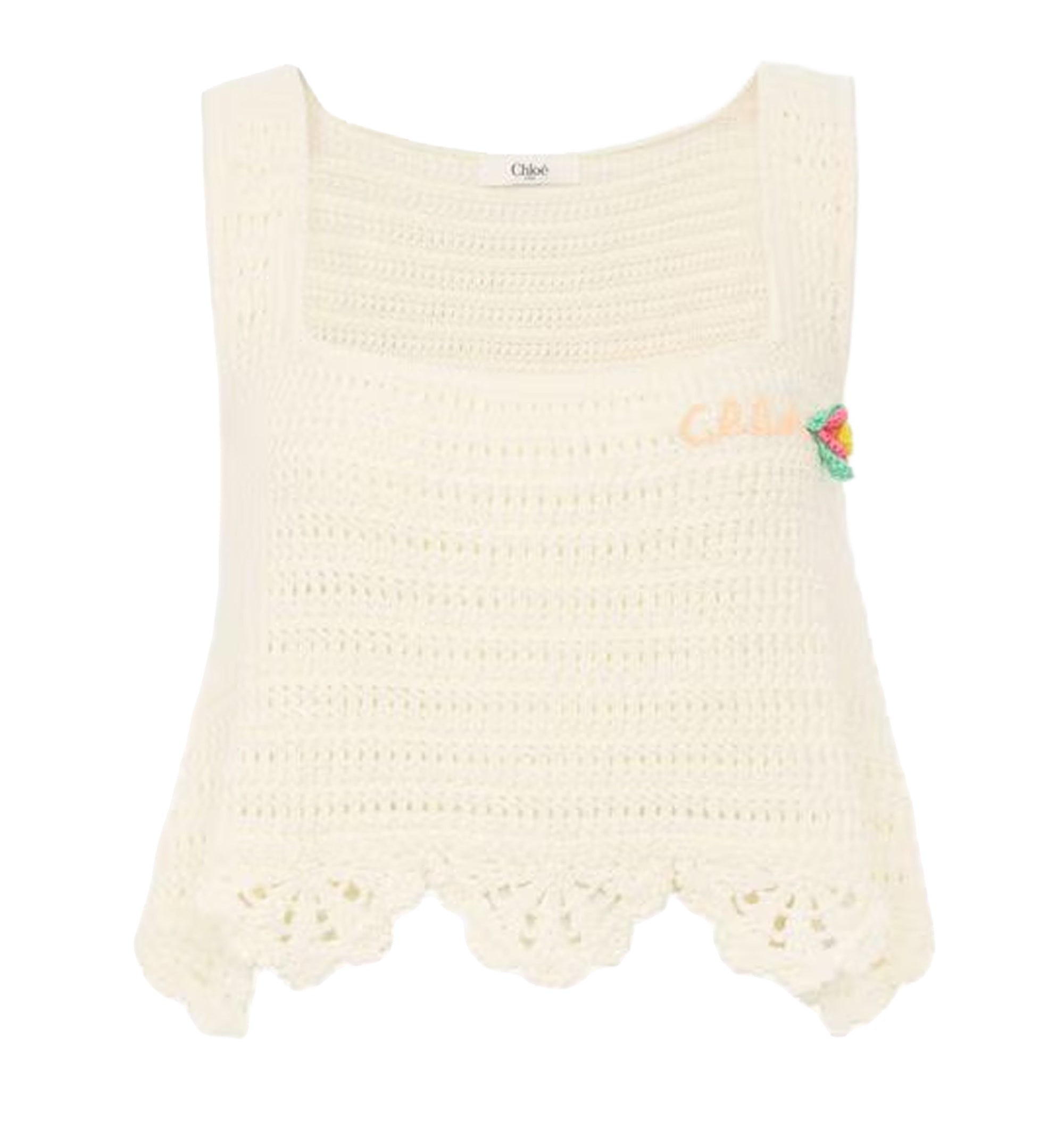 Sleeveless cropped top in crochet knit