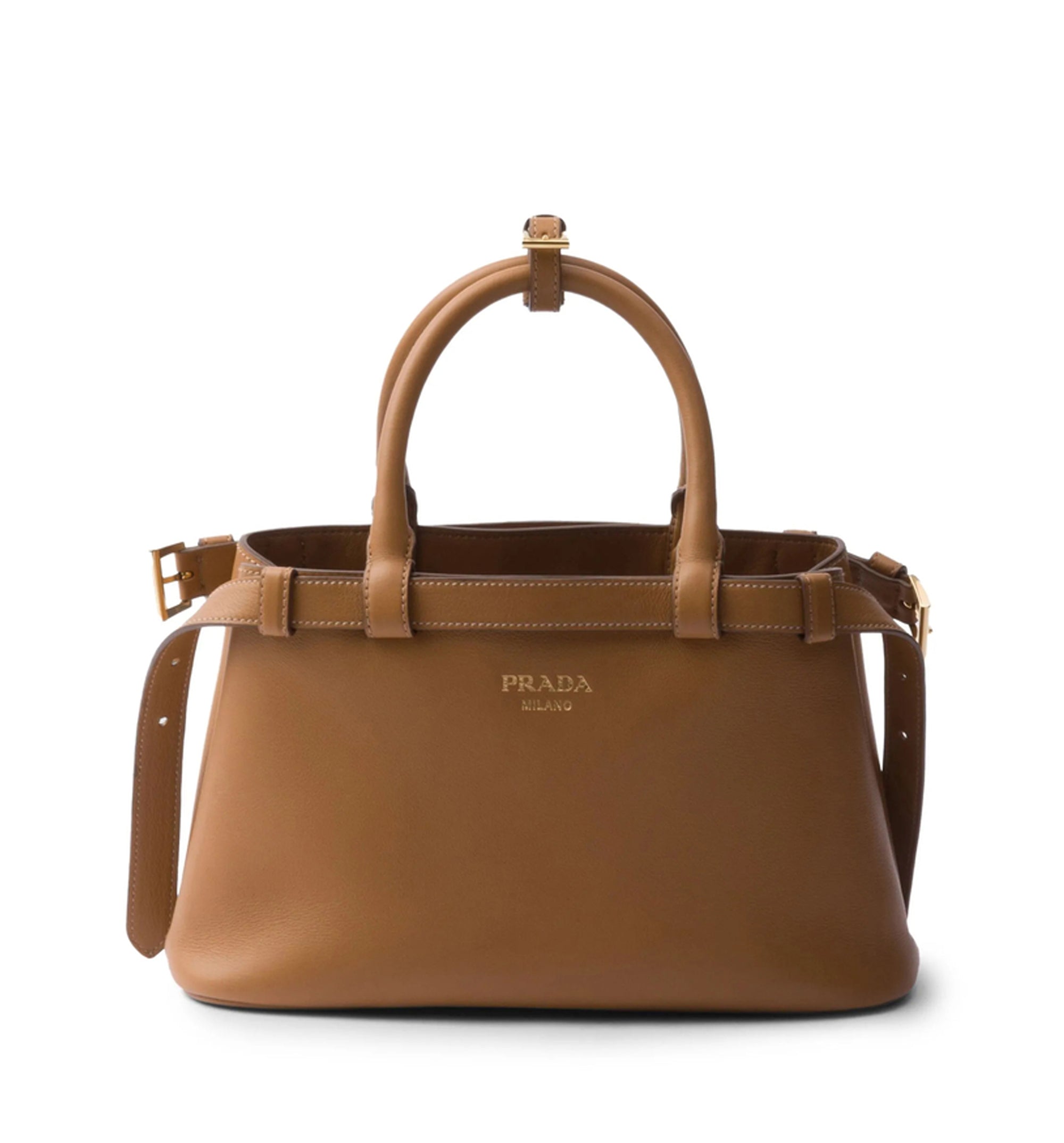 Prada Buckle large leather handbag with belt