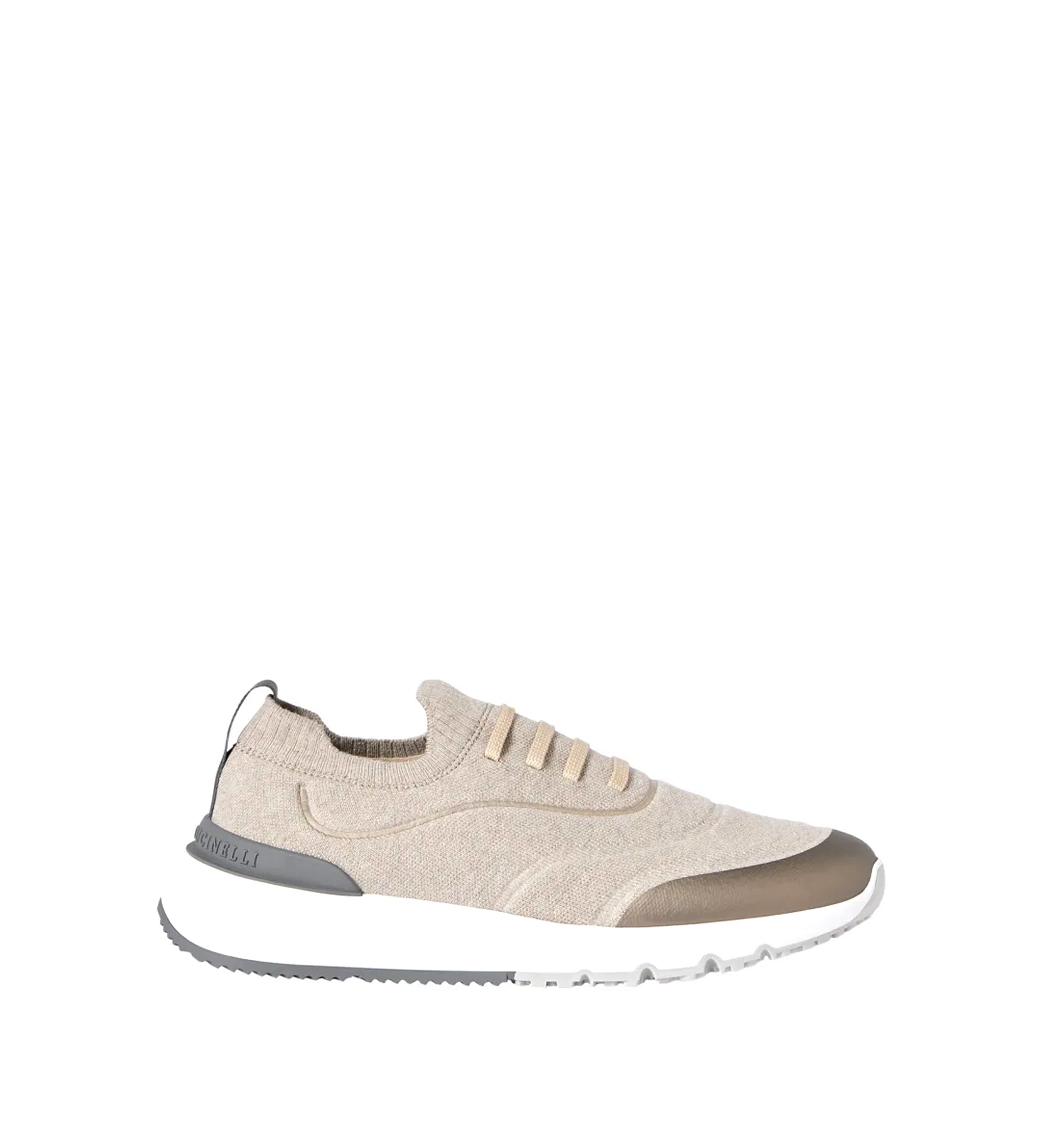Techno cotton knit runners with heat-bonded details