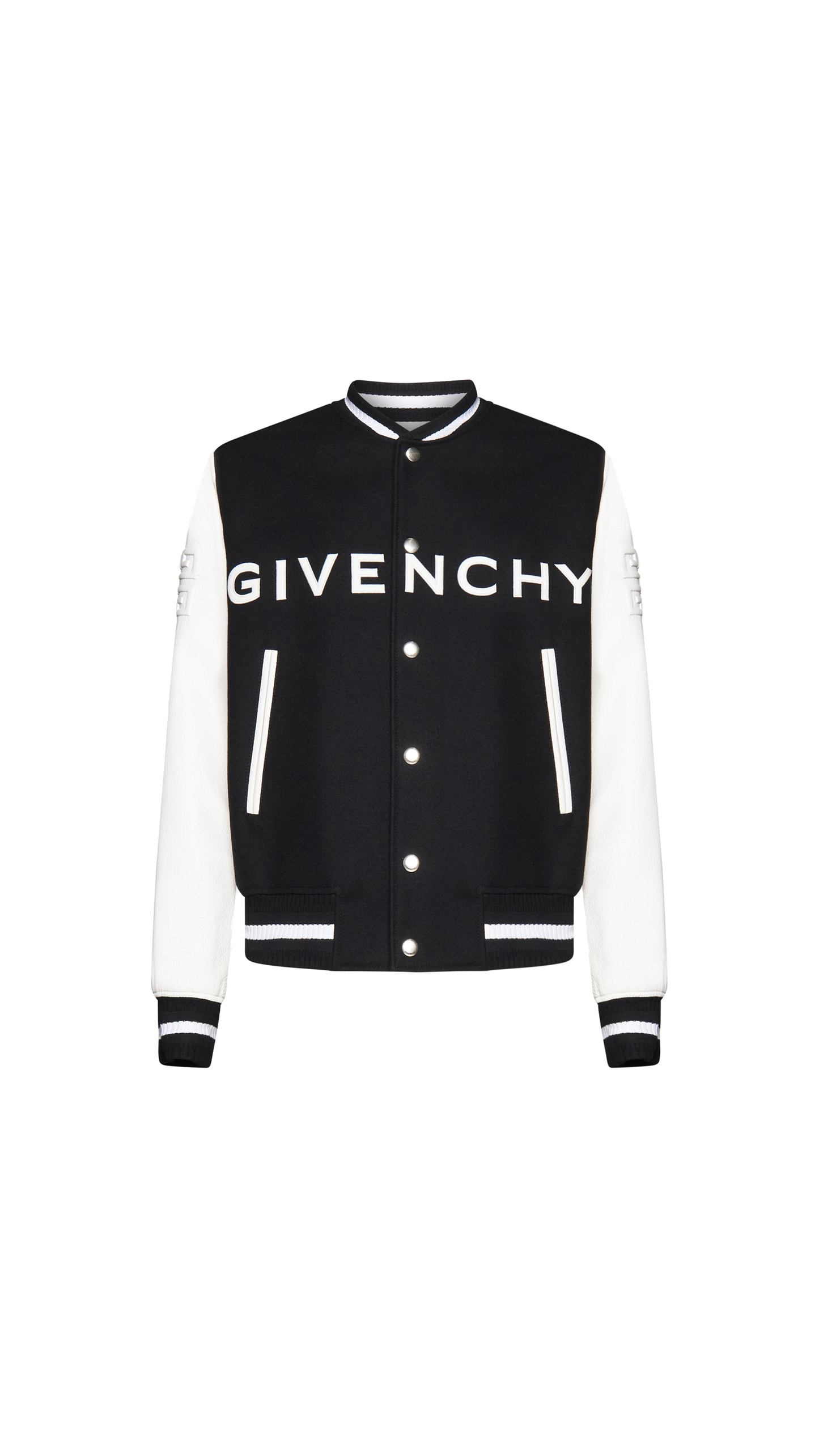 Varsity Jacket in Wool and Leather - White/Black