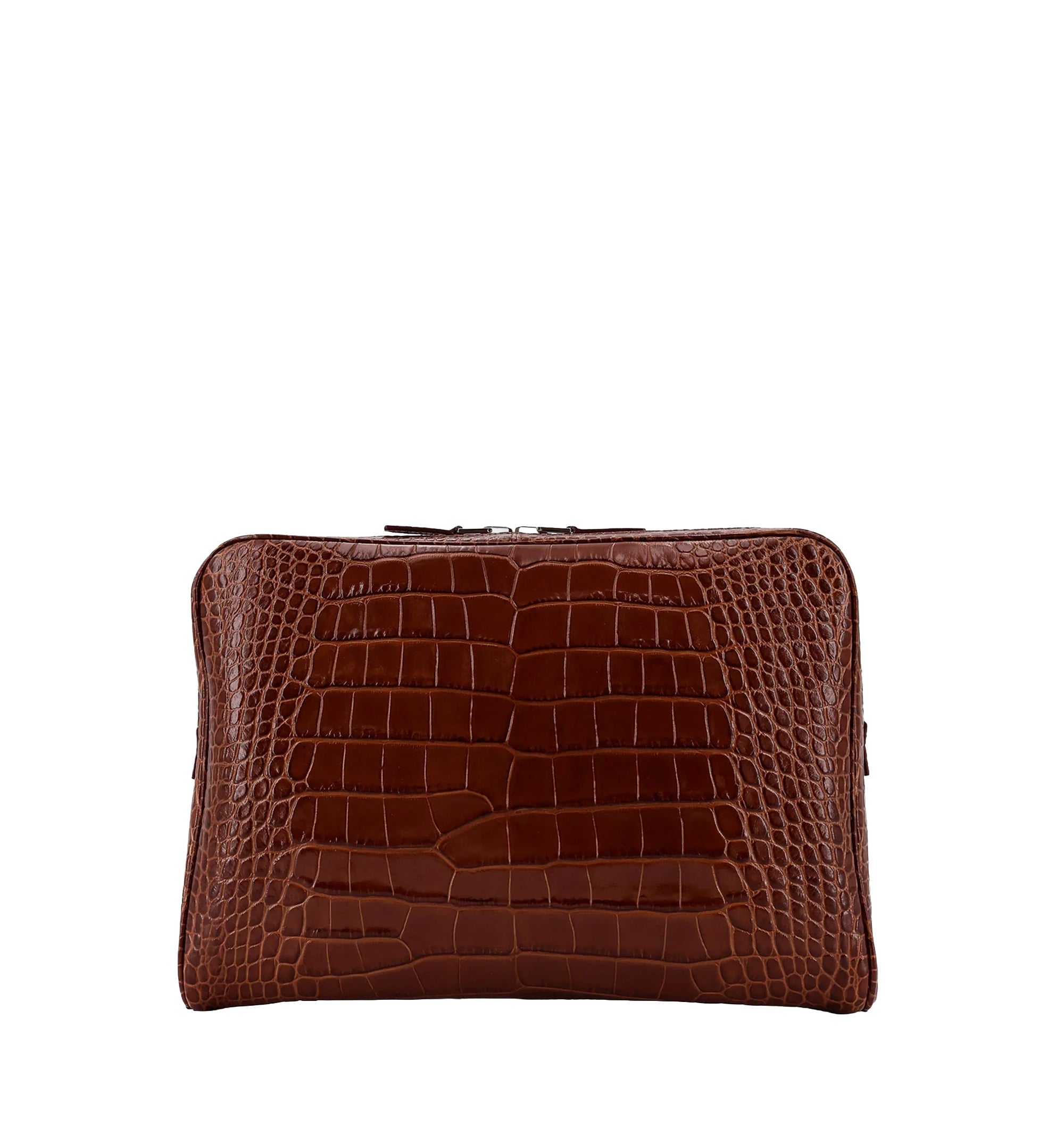 Croco Print Leather Laptop Pouch