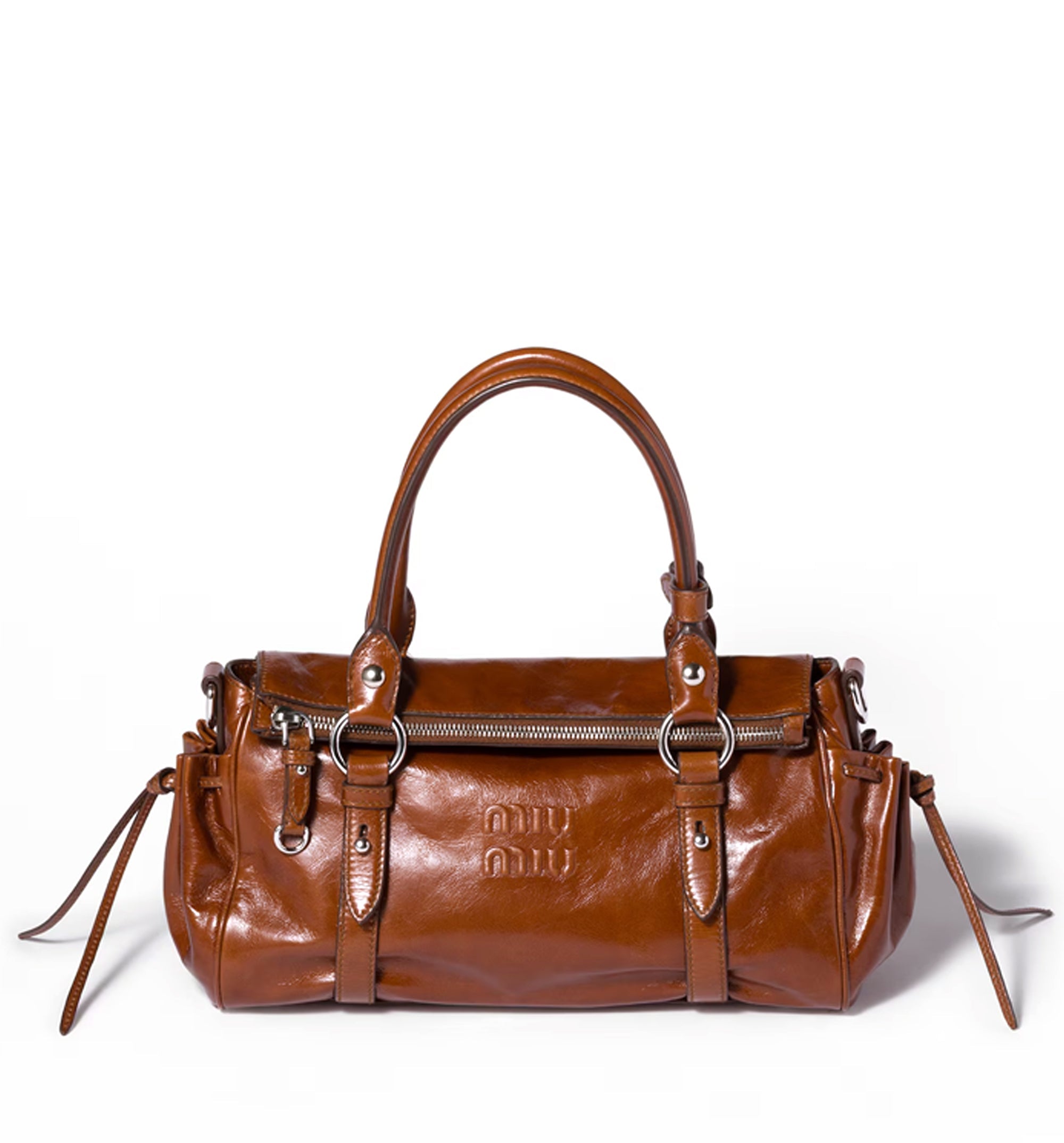 Glossy leather handbag