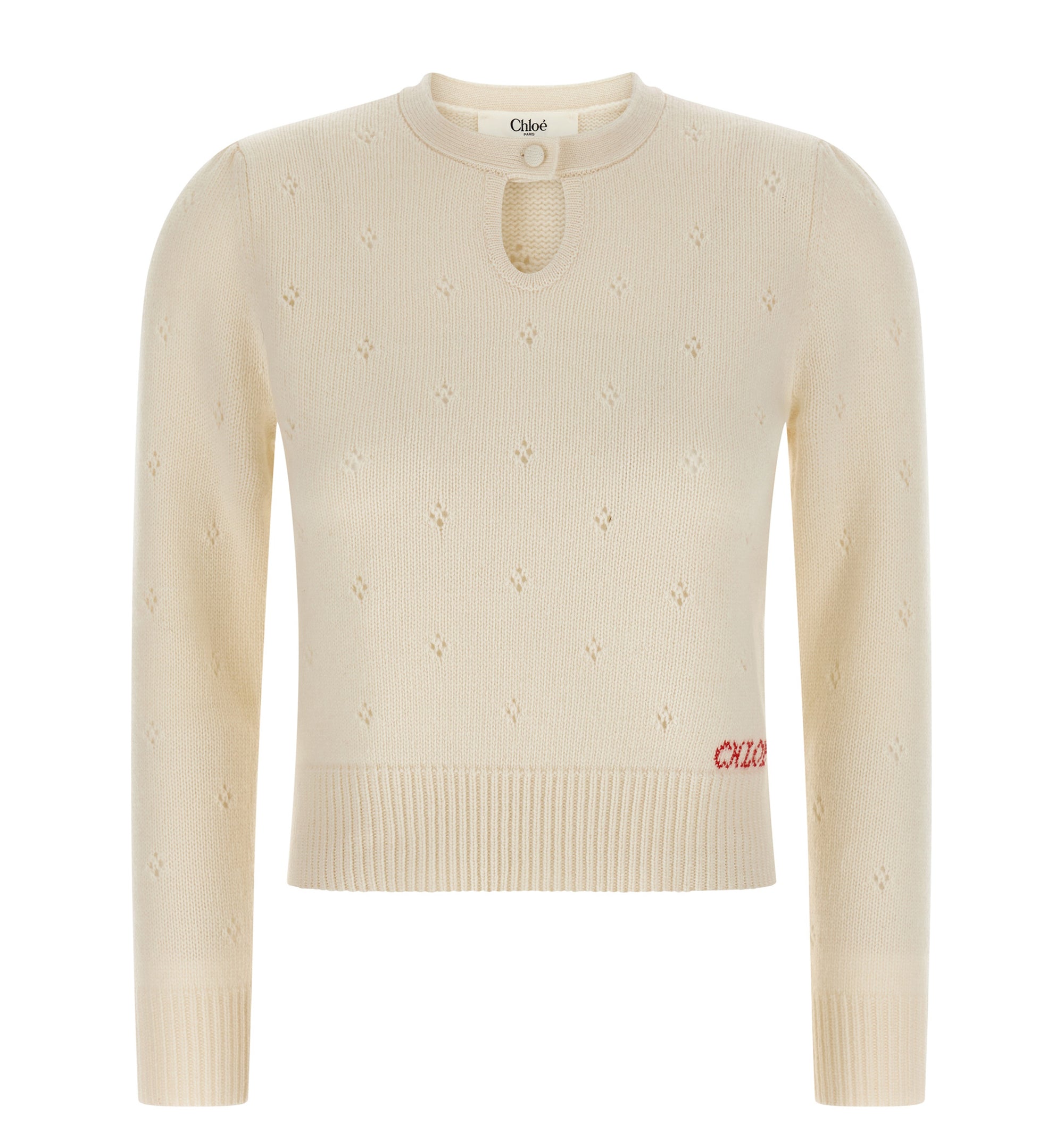 Fitted Wool & Cashmere Sweater with Jacquard Logo