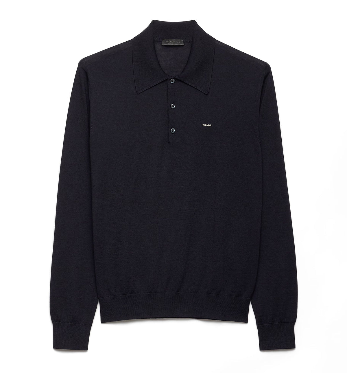Long-sleeved superfine wool polo sweater