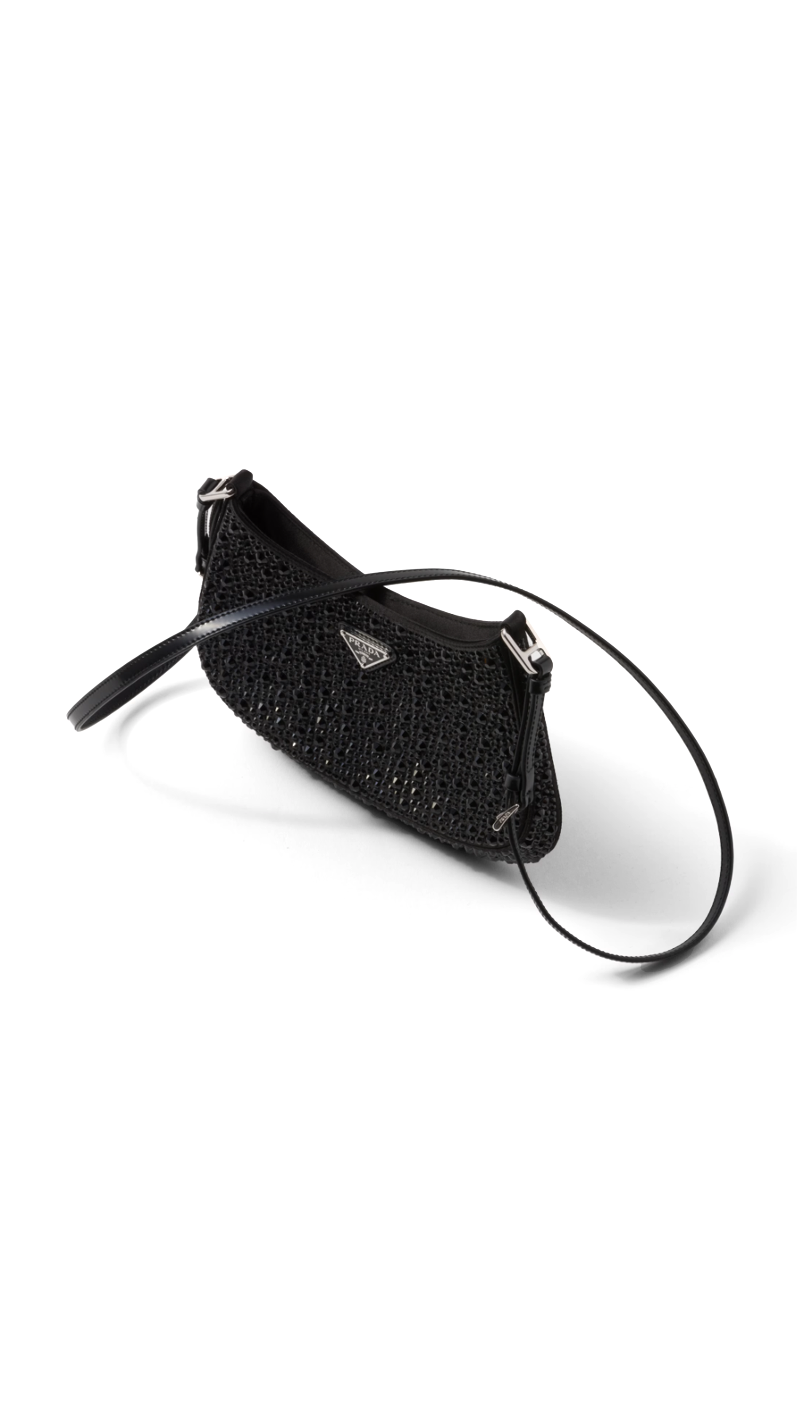 Cleo Satin Bag with Crystals - Black