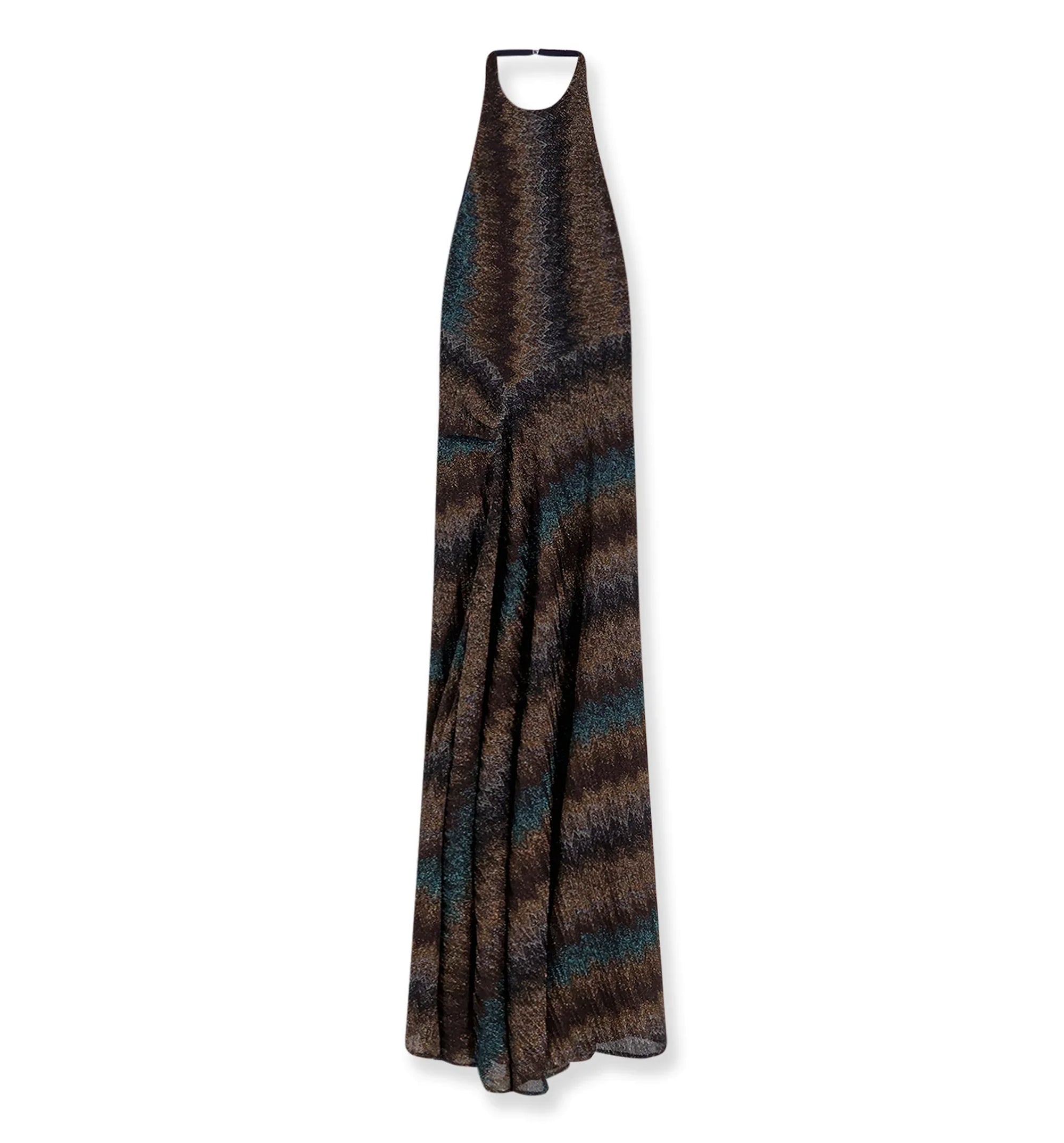 Snake-Pattern Viscose Lamé Gown With Halter Neck