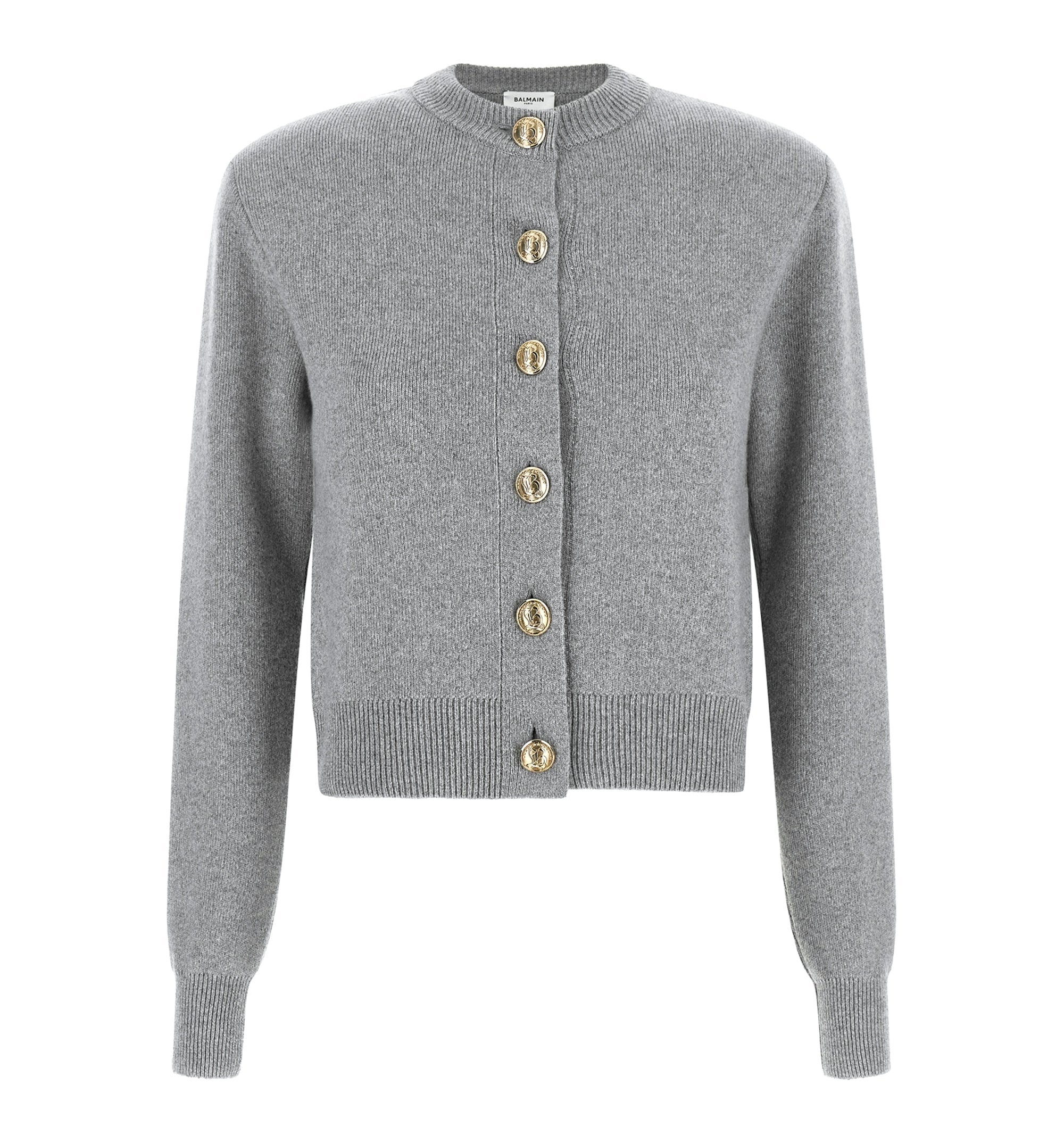Buttoned ribbed knit cardigan