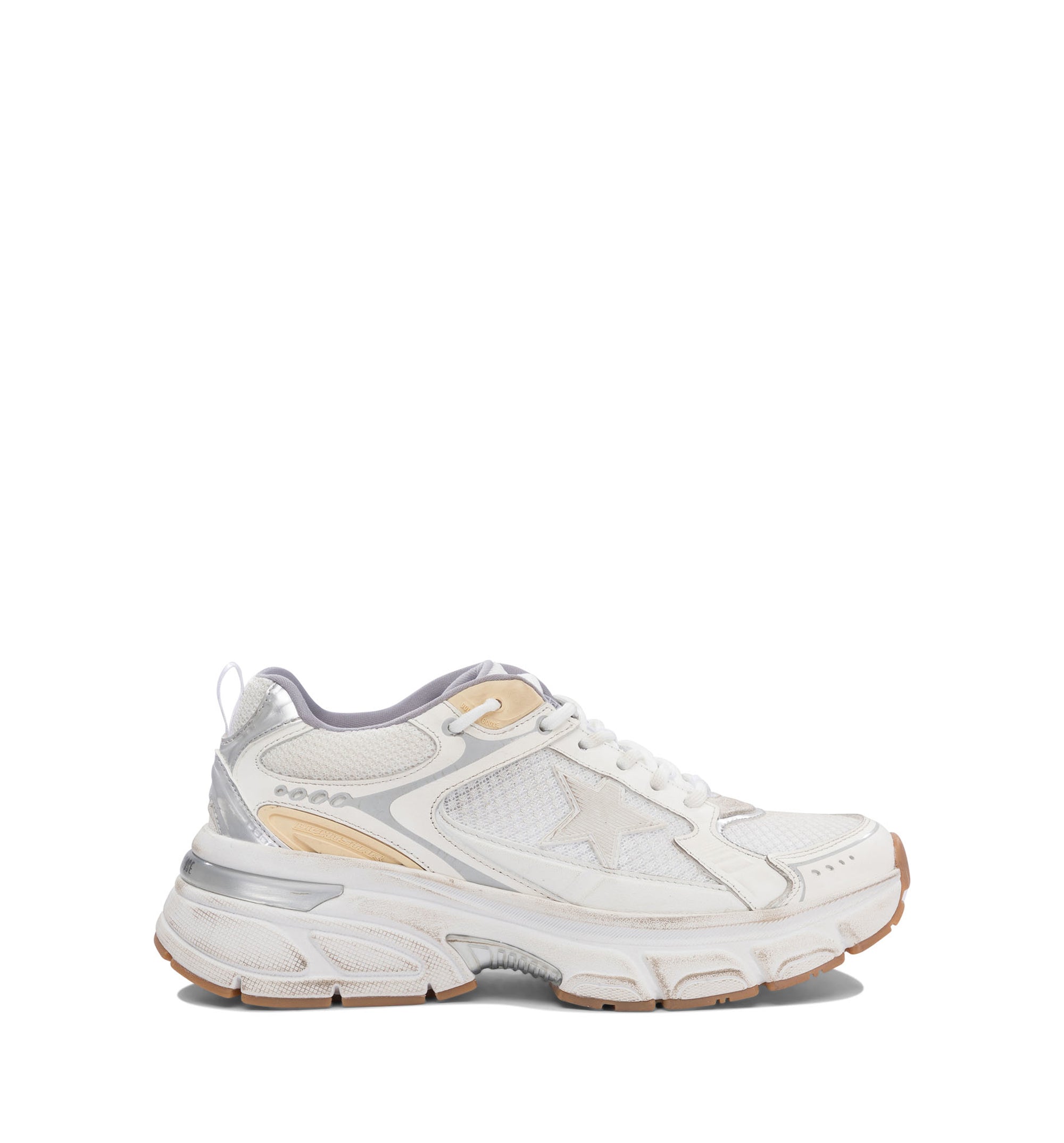 Women’s Lightstar in White Leather and Mesh with Worn-White Star
