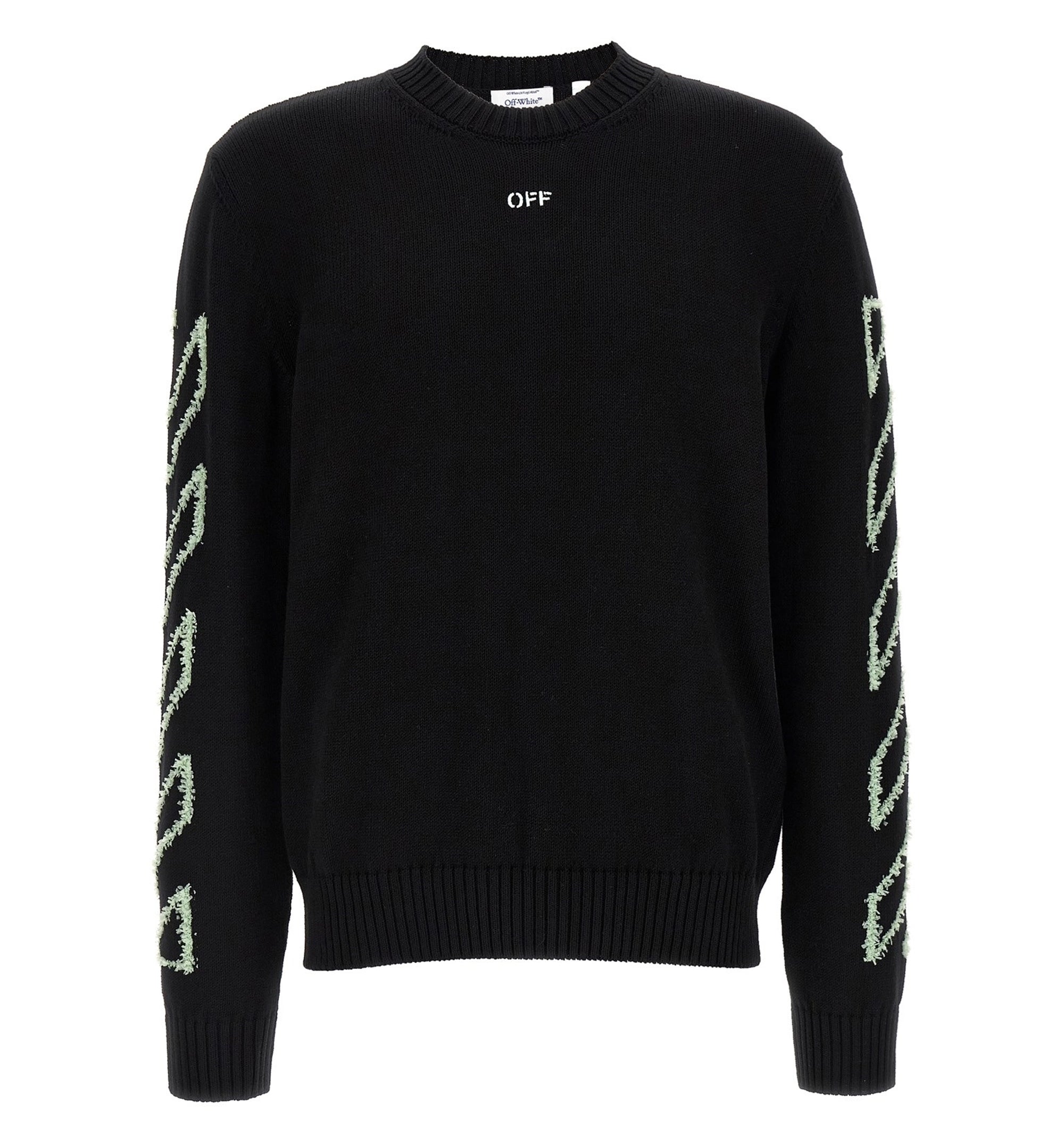 Diagonal Arrow Fuzzy Crewneck Sweater